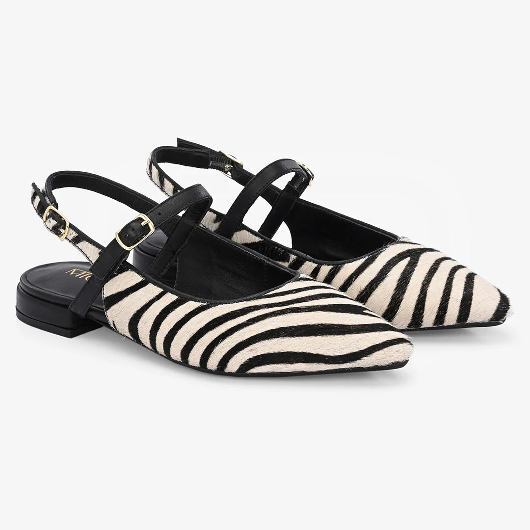 AVIRA Premium Leather Sling Back Flat Mid Heel Ballerinas