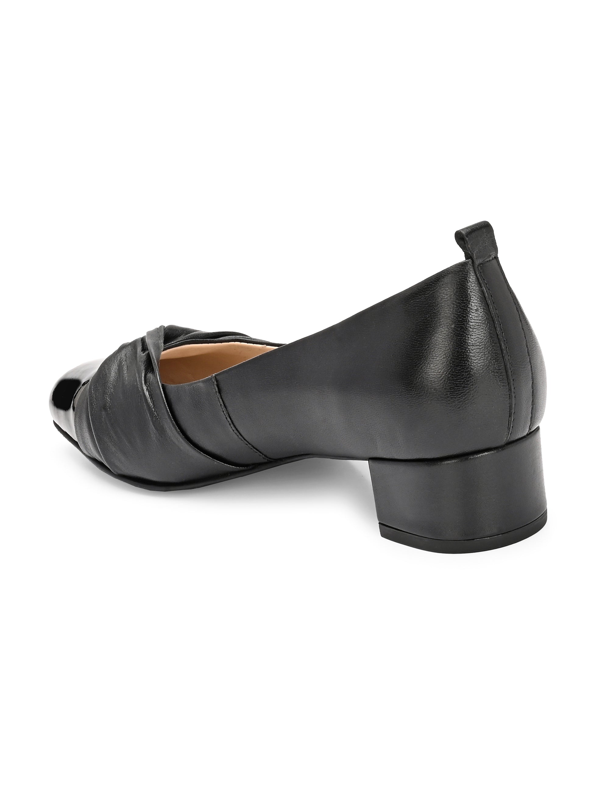 ZYRA Premium Leather Cap Toe Swirl Block Heels