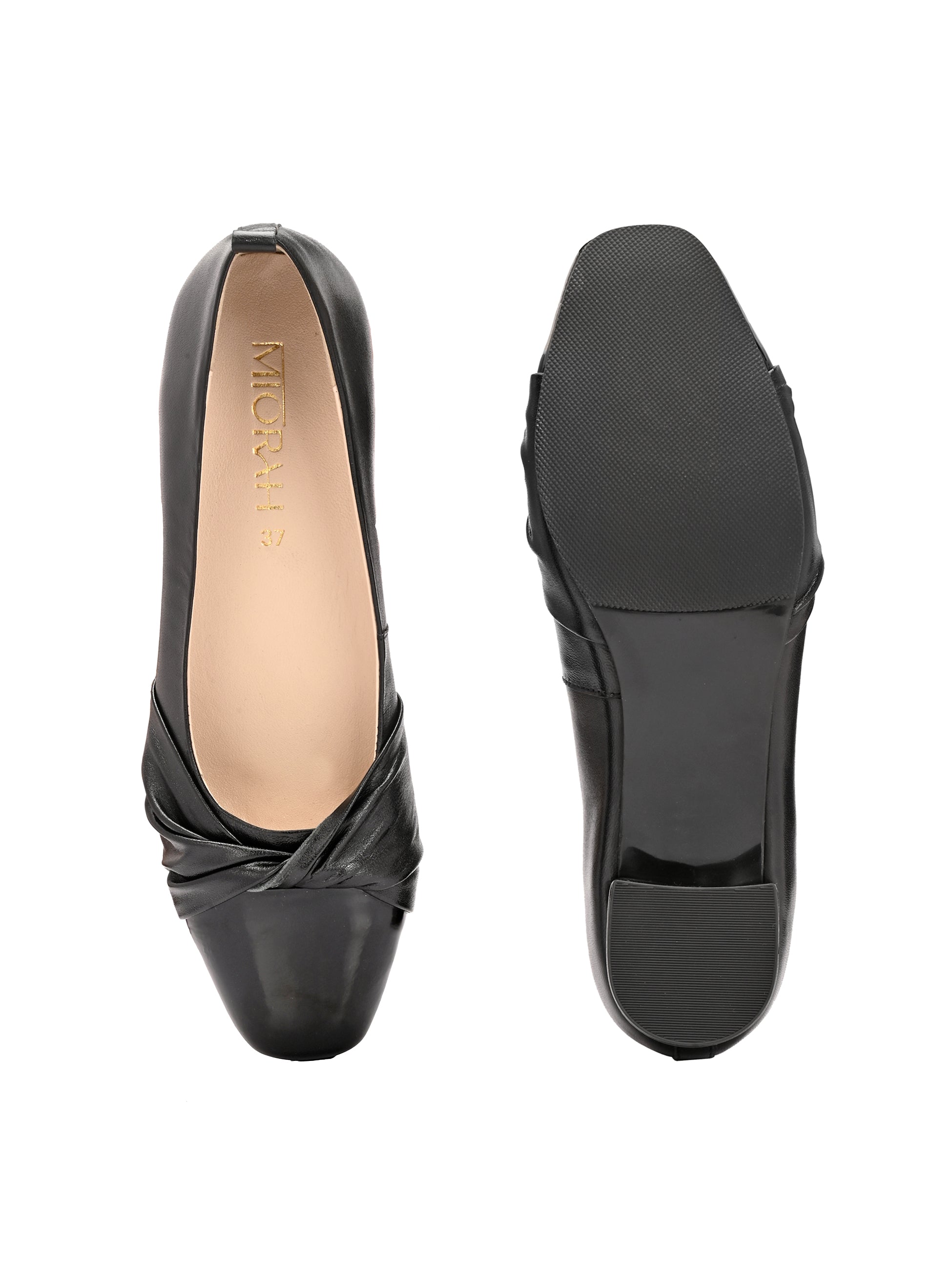 ZYRA Premium Leather Cap Toe Swirl Block Heels