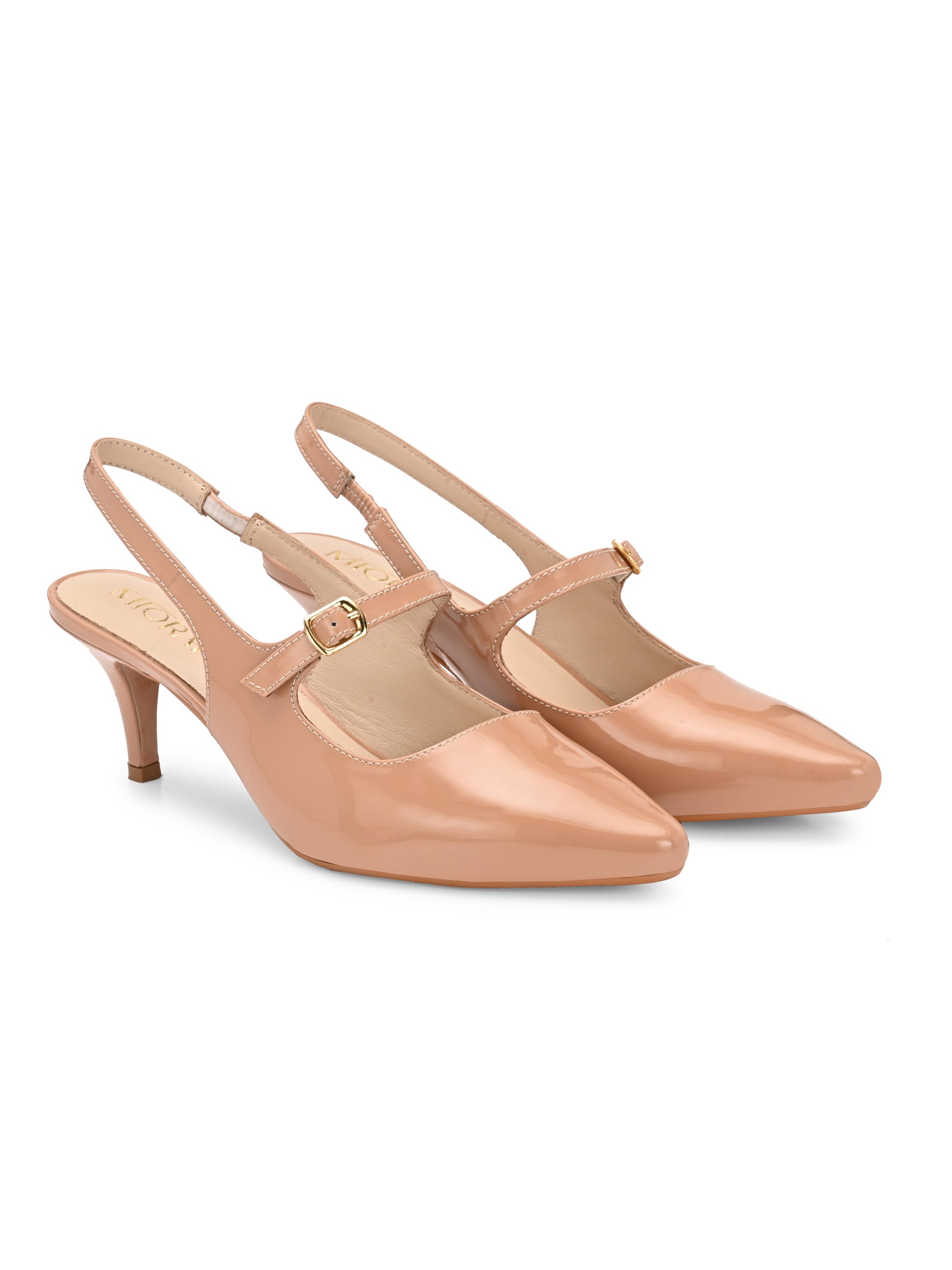 BRIZA Premium Leather Slingback Kitten Heels