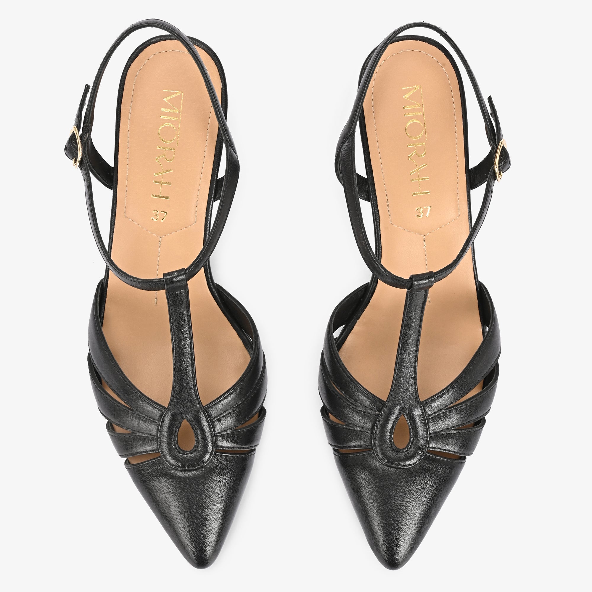 AMARA Premium Leather Ankle Strap Kitten Heels