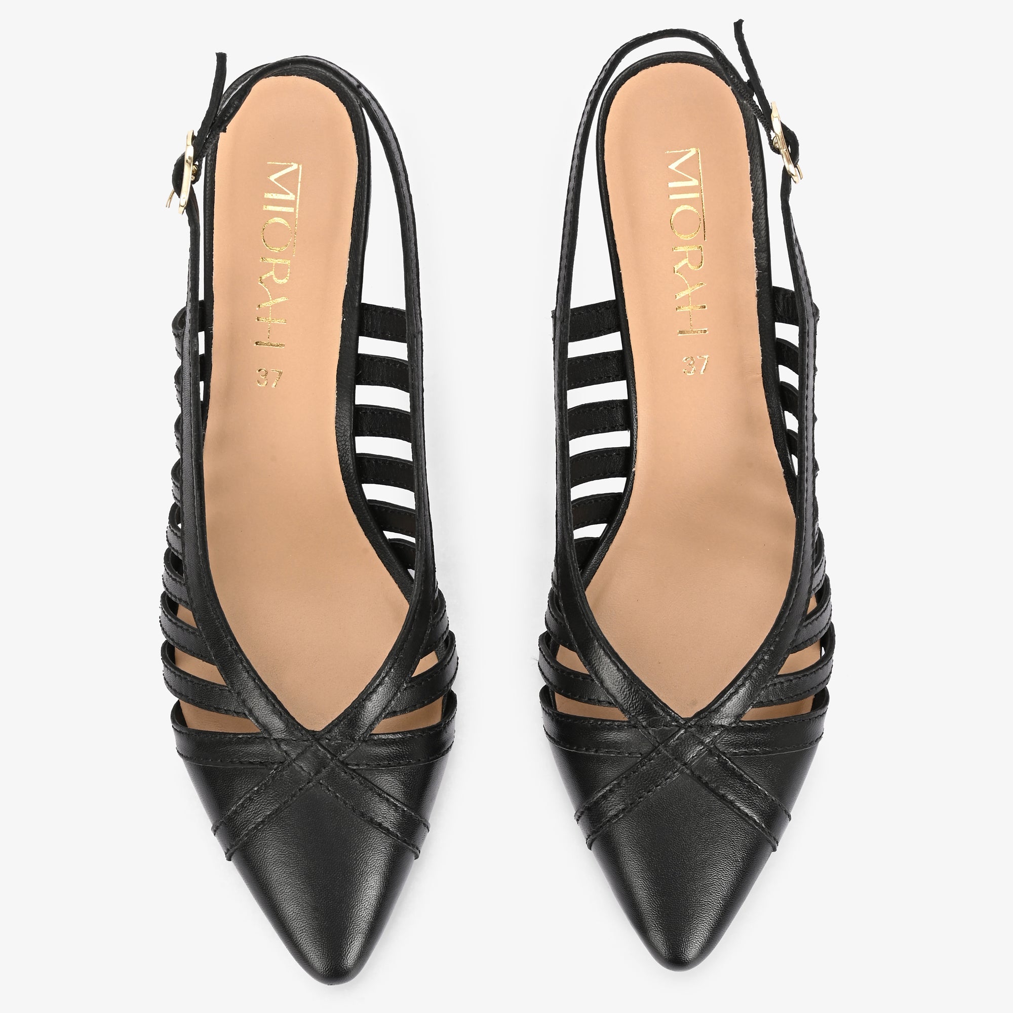 LEXA Premium Leather Slingback Kitten Heels