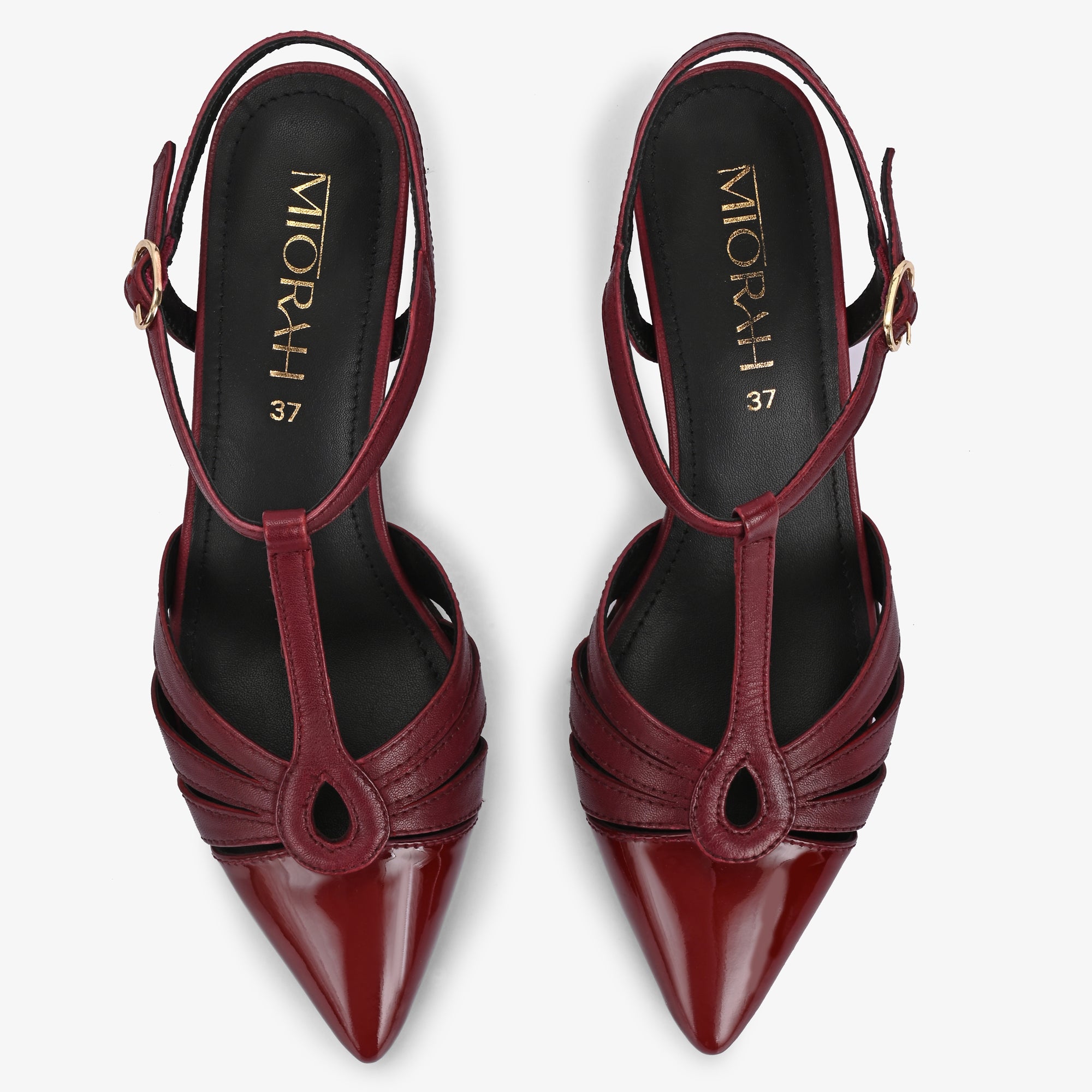 AMARA Premium Leather Ankle Strap Kitten Heels