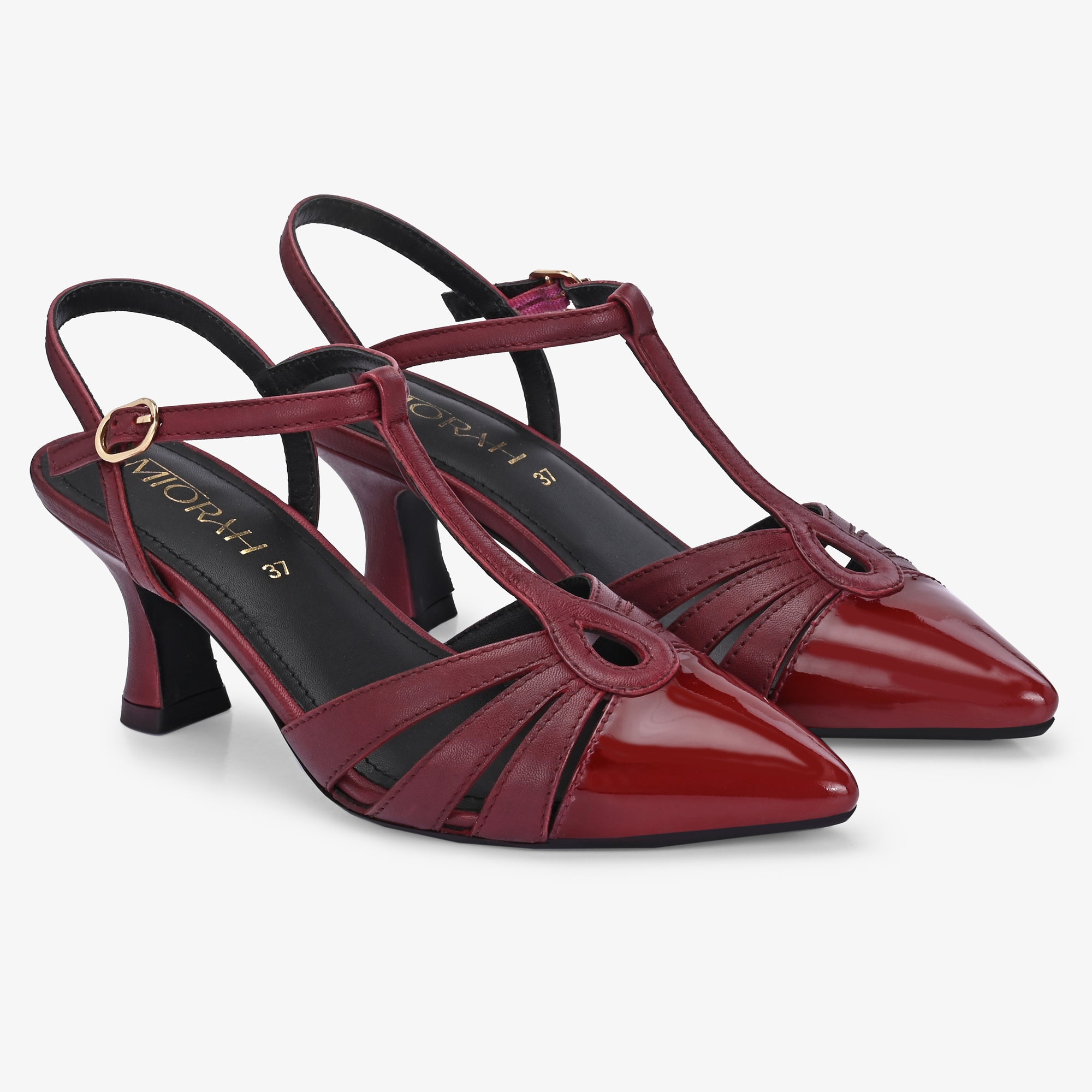 AMARA Premium Leather Ankle Strap Kitten Heels