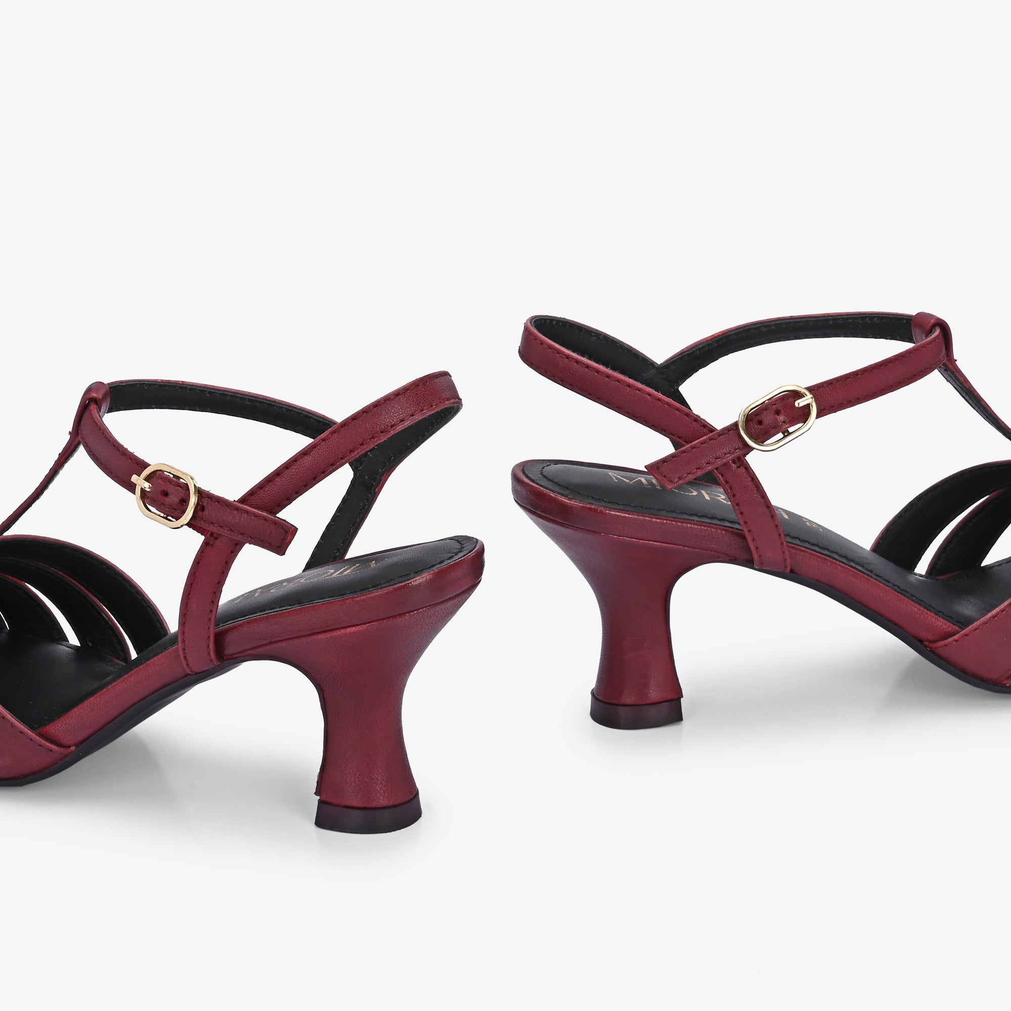 AMARA Premium Leather Ankle Strap Kitten Heels