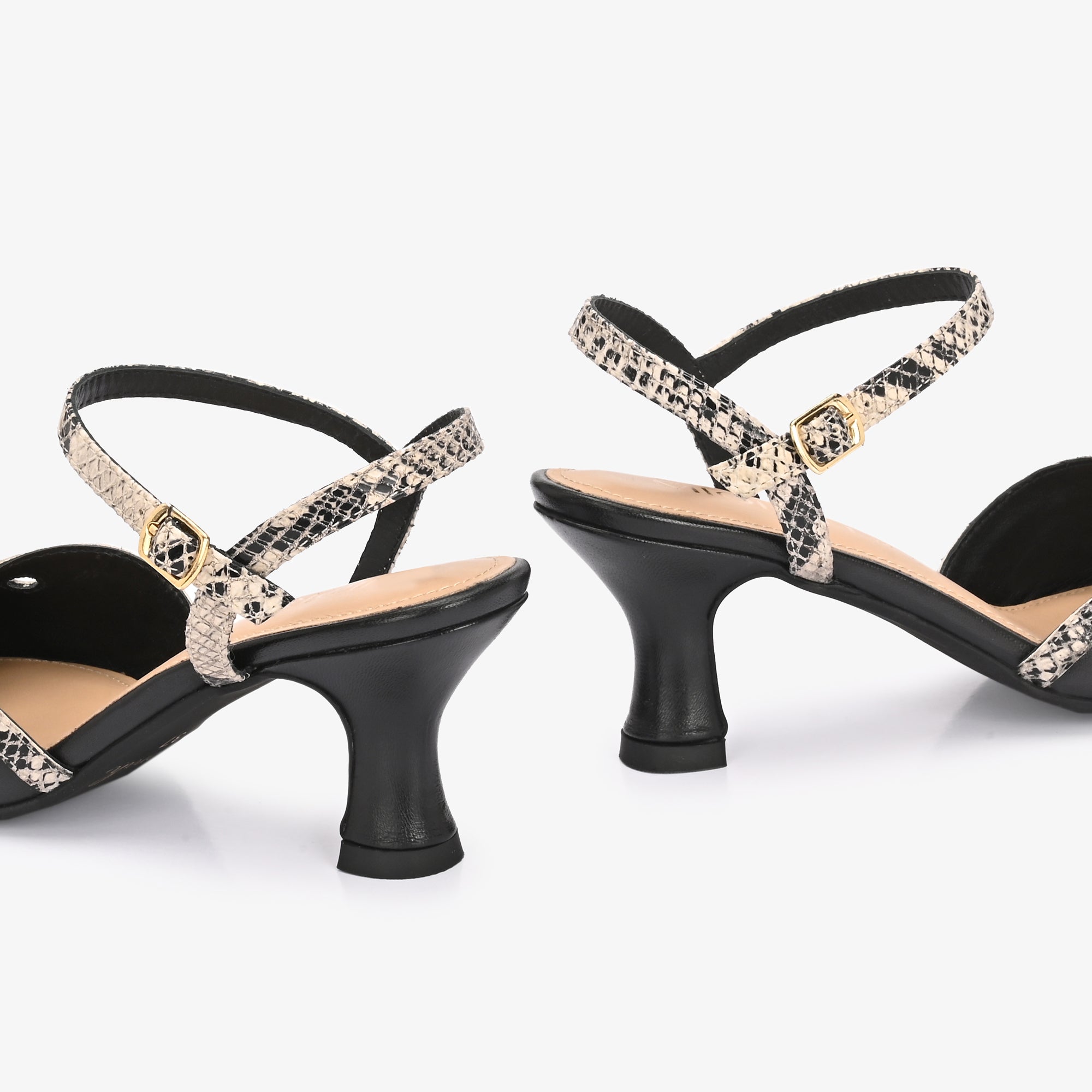 ELYSIA Premium Leather Ankle Strap Kitten Heels
