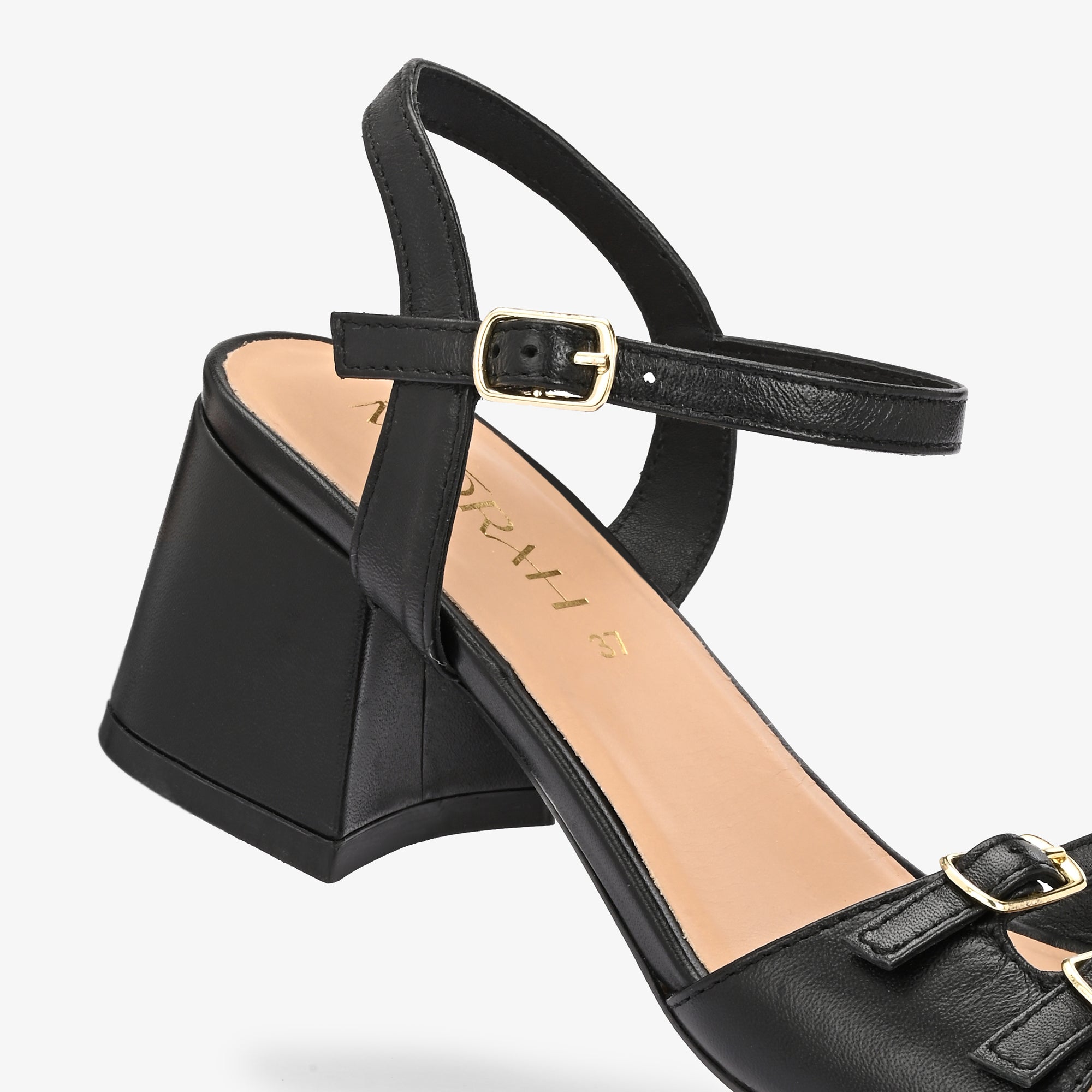 ROSELLE Premium Leather Block Heel Sandals