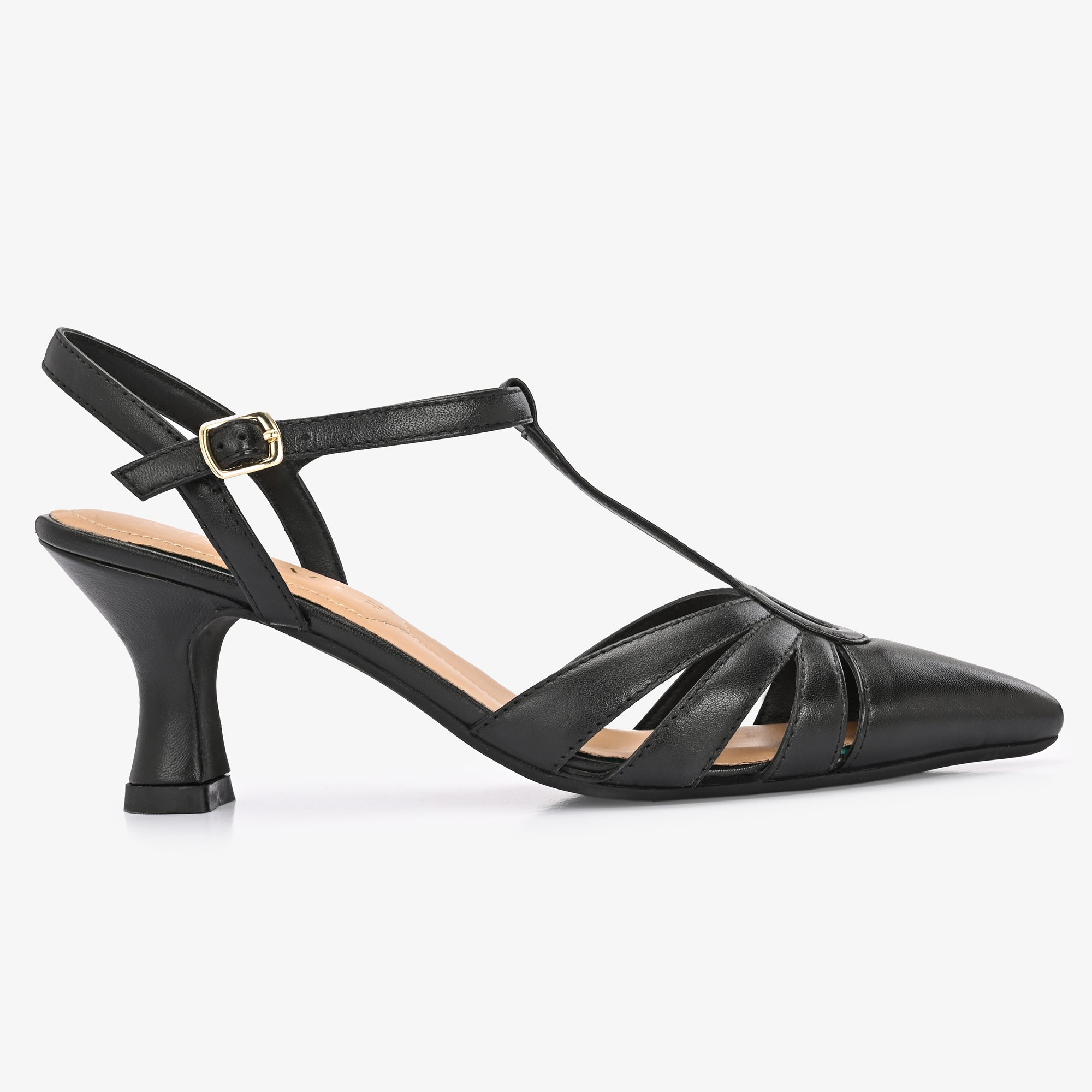 AMARA Premium Leather Ankle Strap Kitten Heels