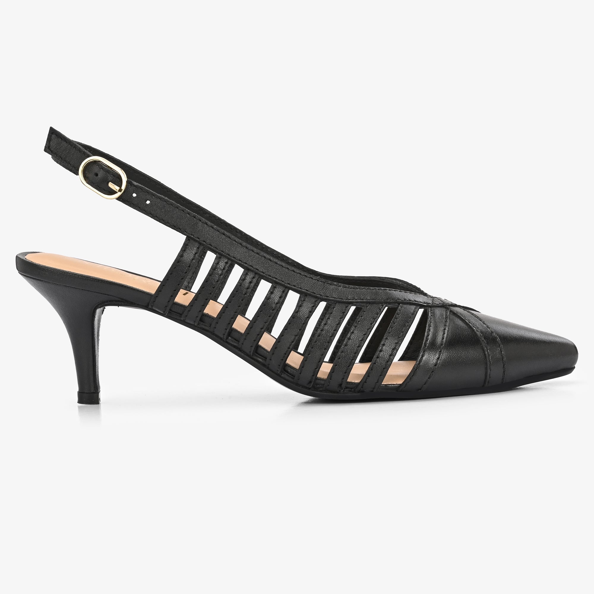 LEXA Premium Leather Slingback Kitten Heels