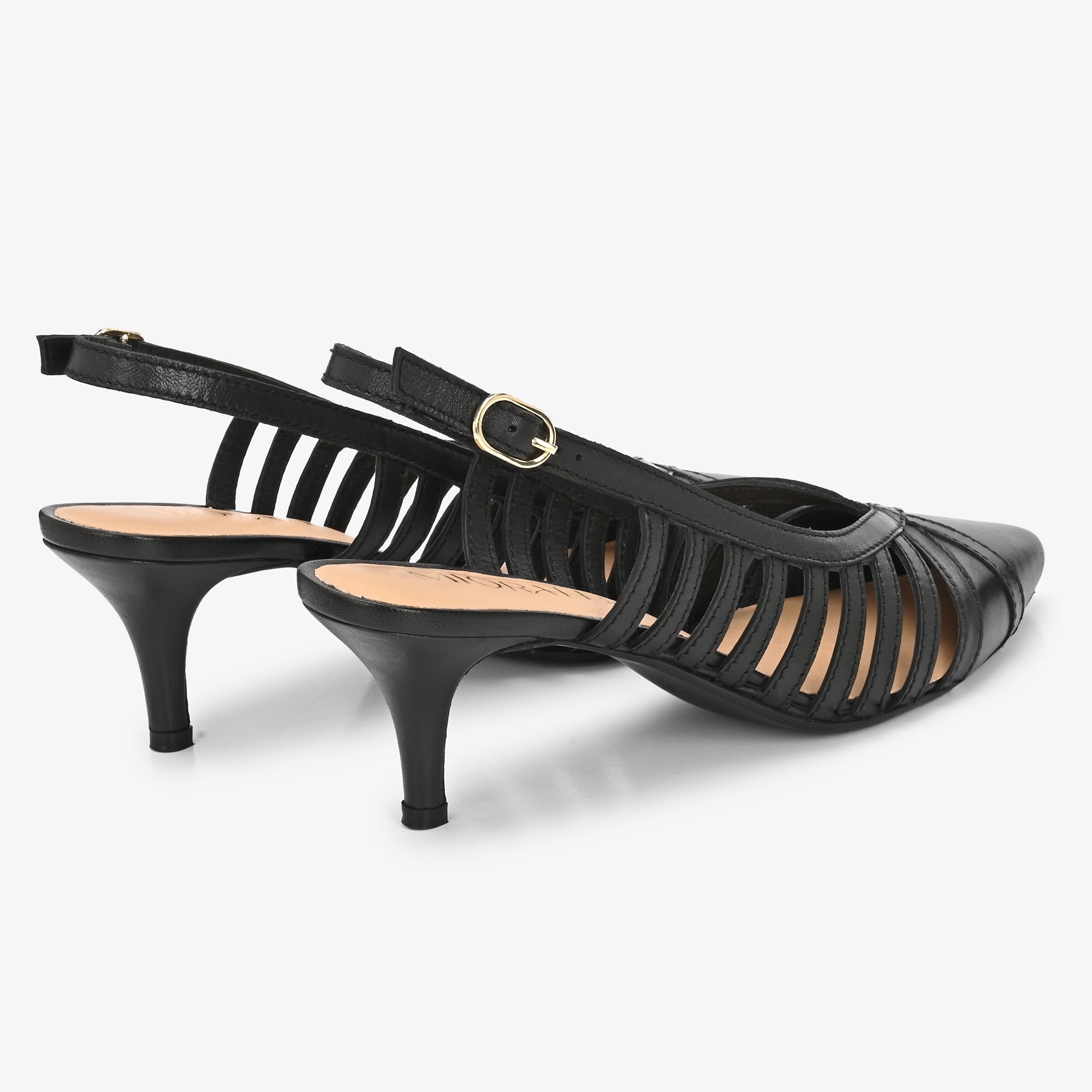 LEXA Premium Leather Slingback Kitten Heels