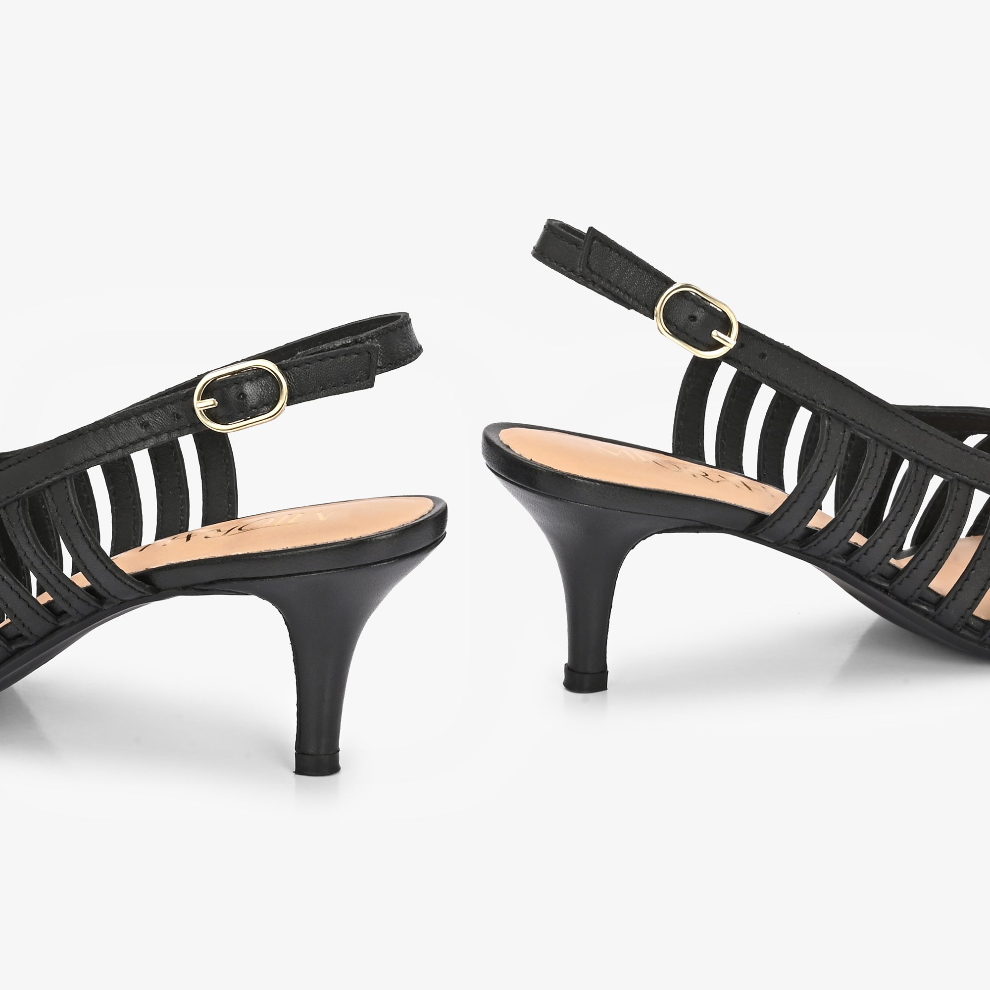 LEXA Premium Leather Slingback Kitten Heels