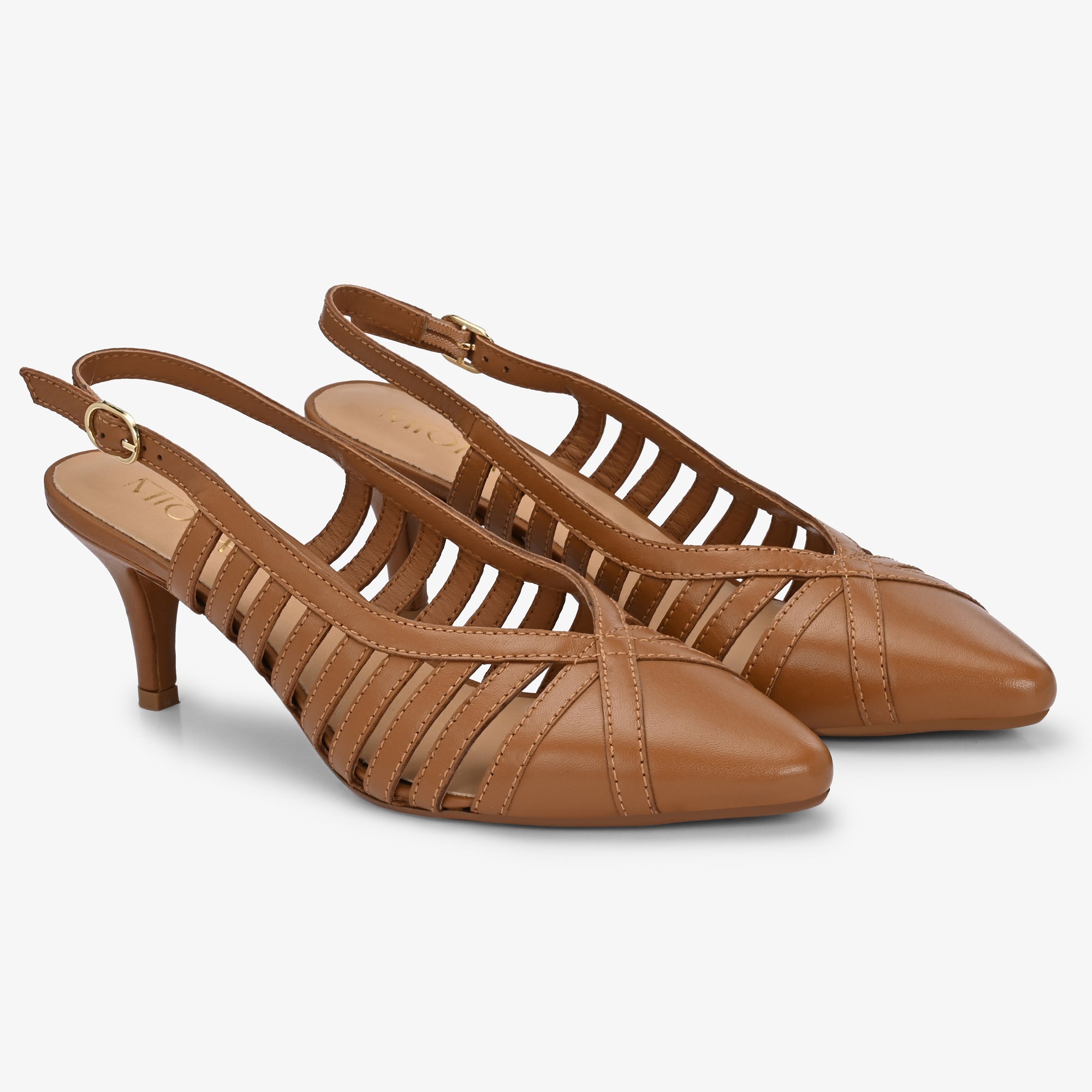 LEXA Premium Leather Slingback Kitten Heels