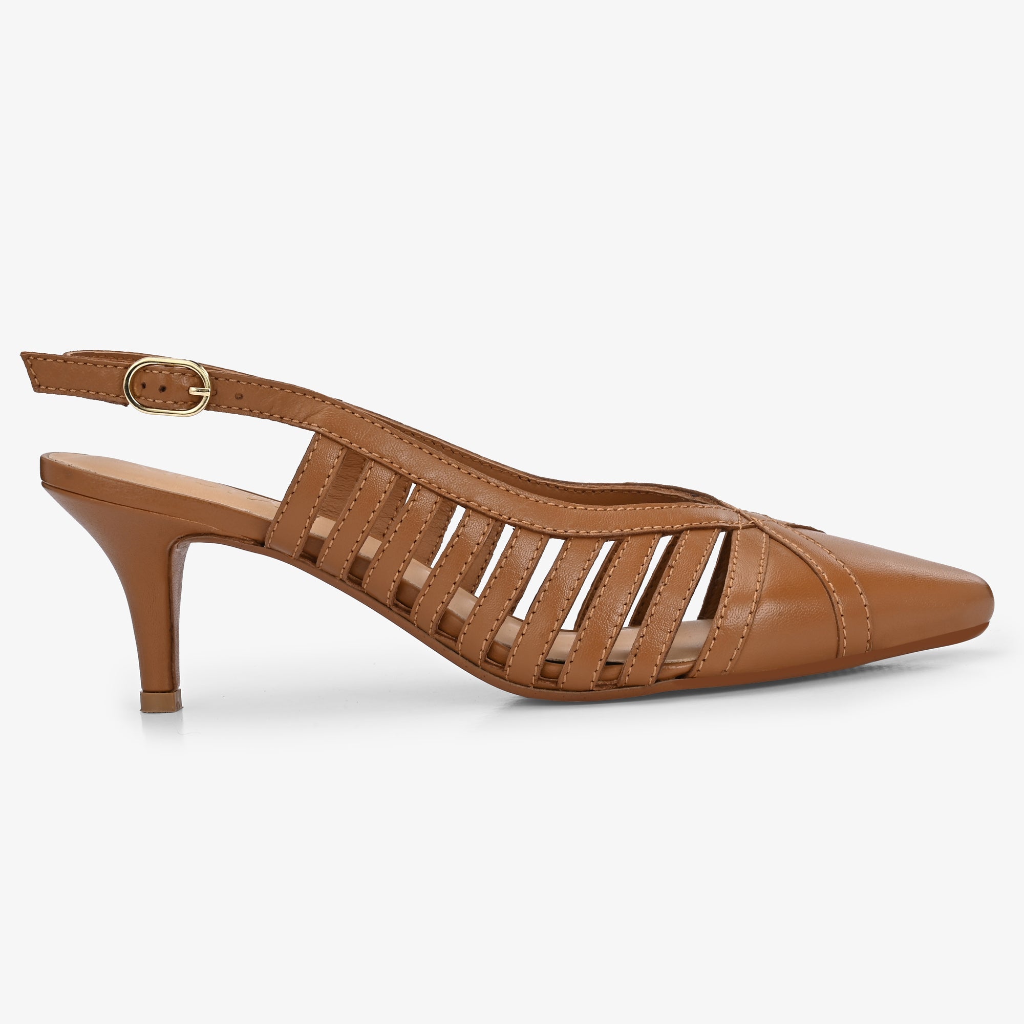 LEXA Premium Leather Slingback Kitten Heels