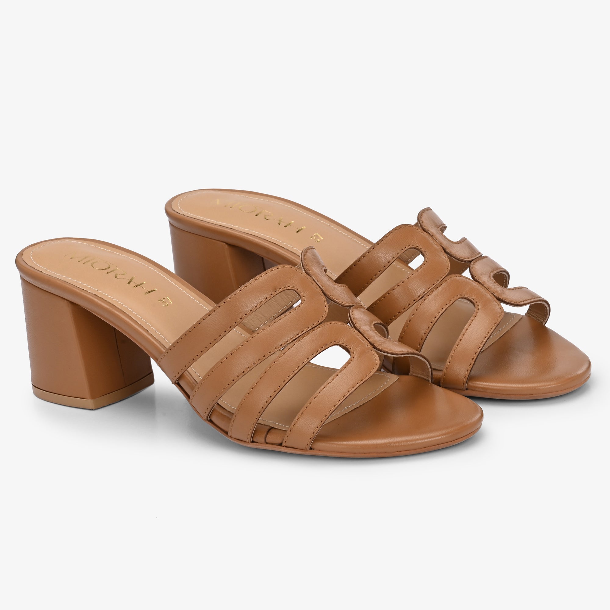 NYSSA Premium Leather Laser Cut Block Heels