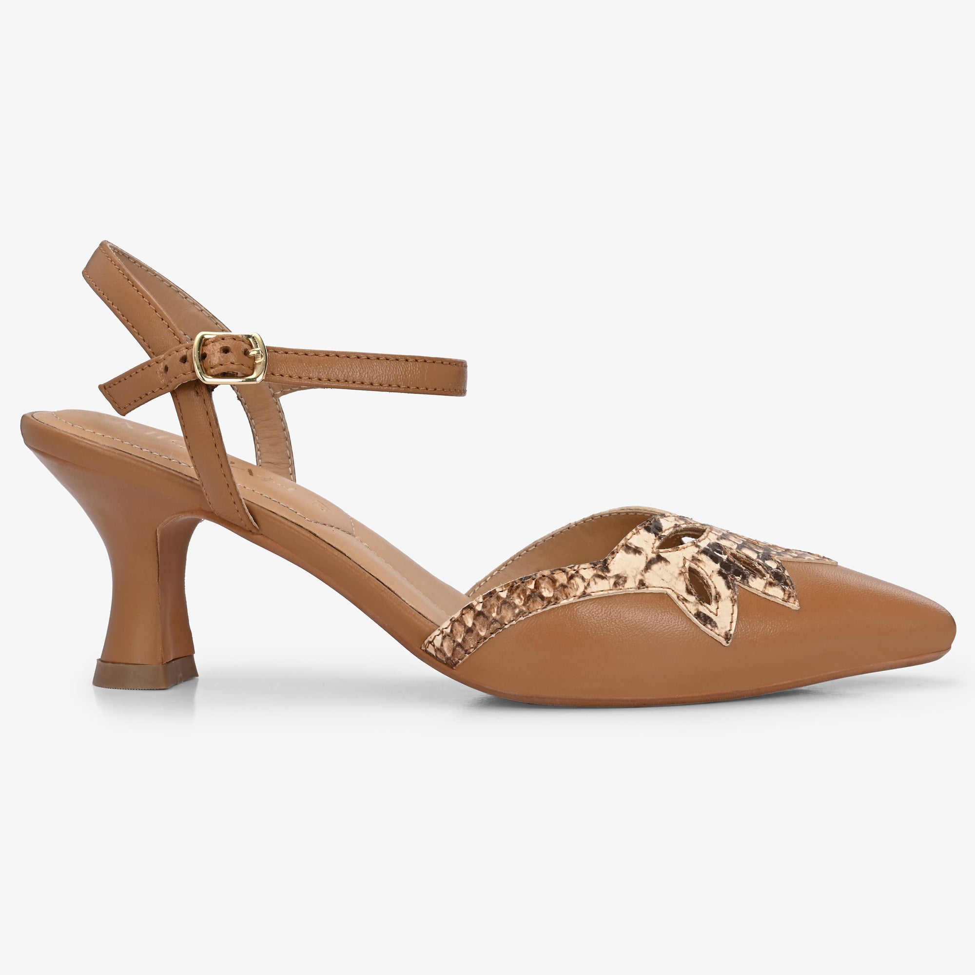 ELYSIA Premium Leather Ankle Strap Kitten Heels