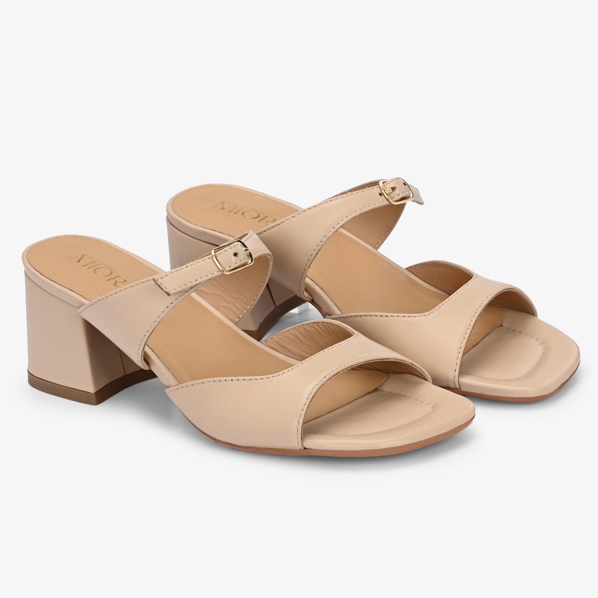 ROXY Premium Leather Slip on Block Heels