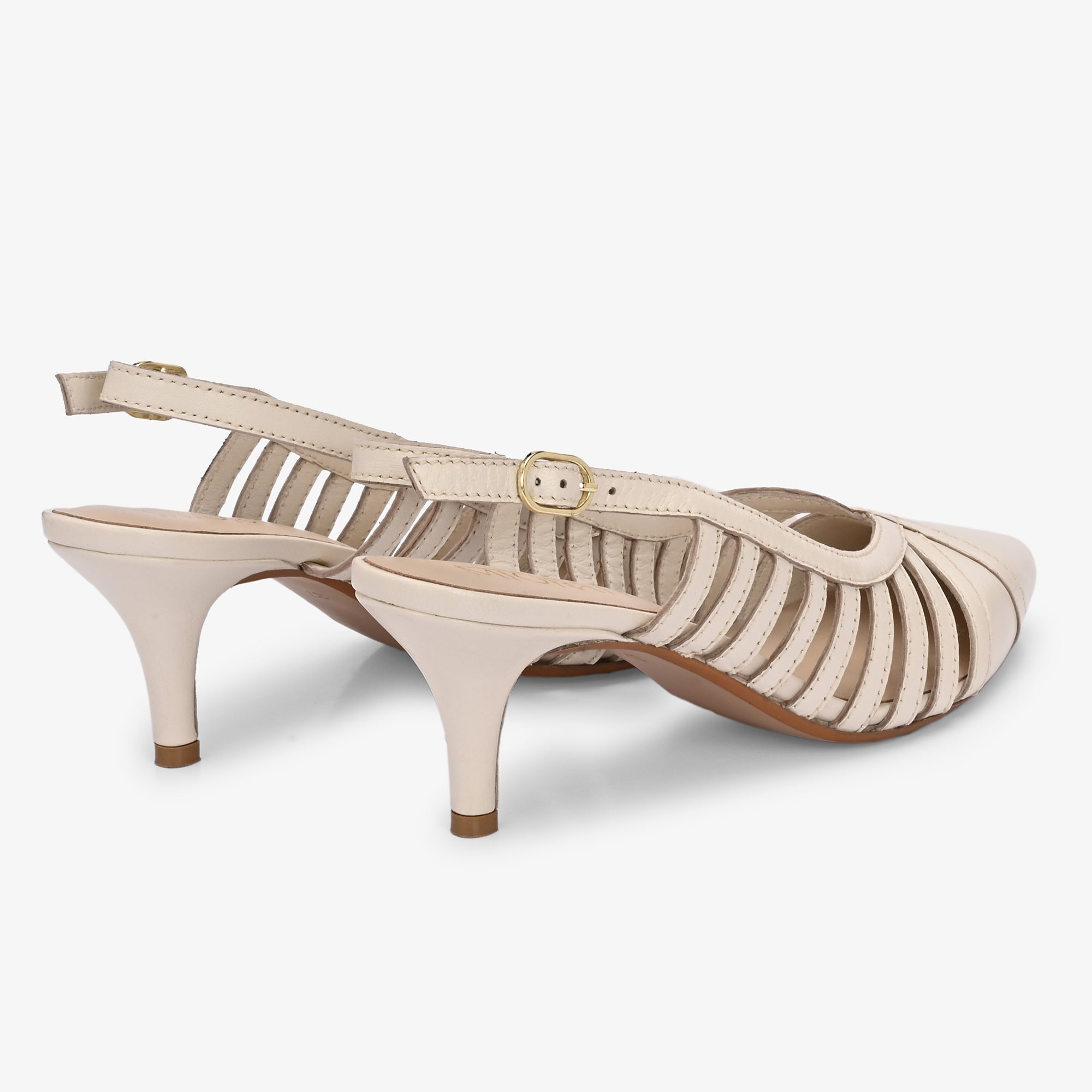 LEXA Premium Leather Slingback Kitten Heels