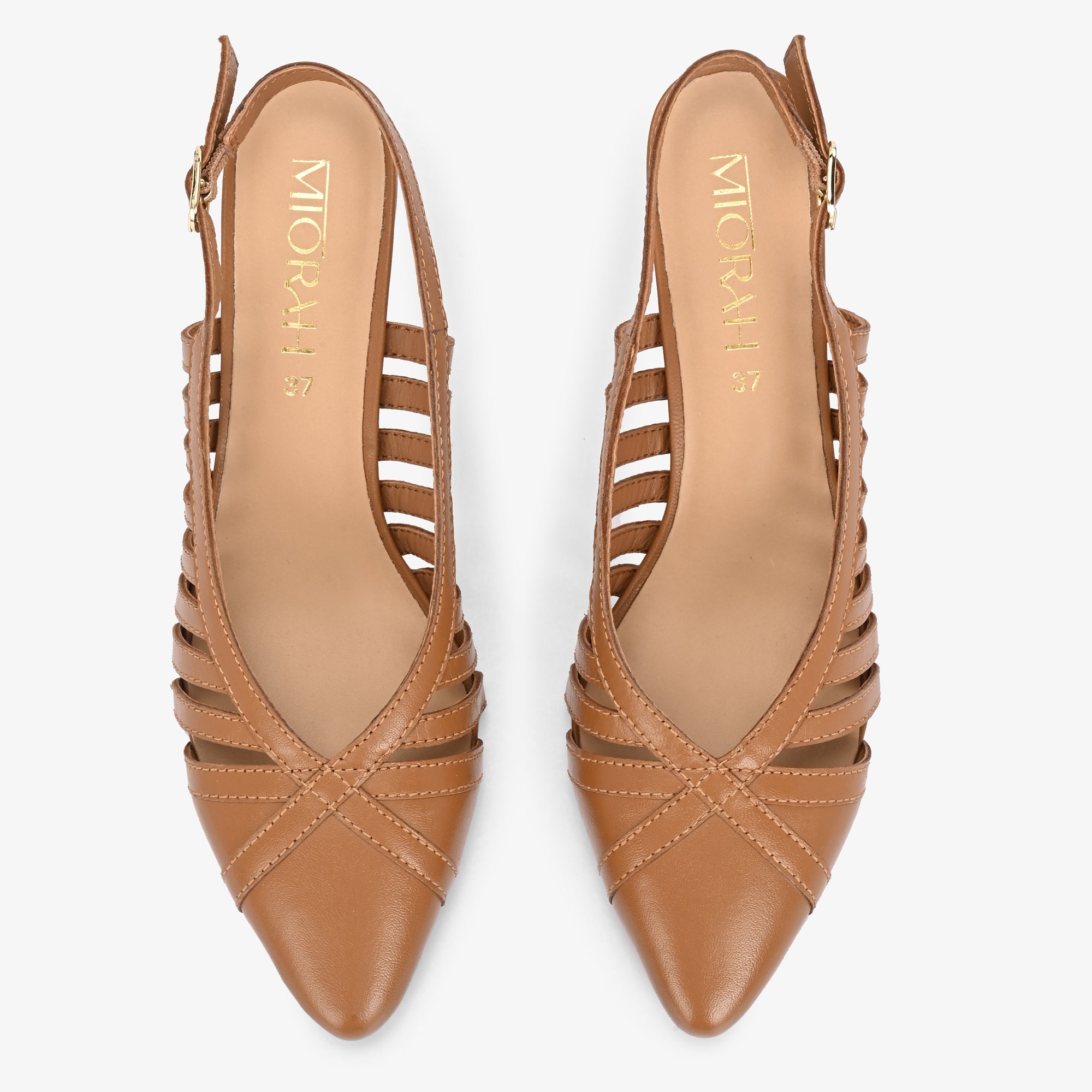 LEXA Premium Leather Slingback Kitten Heels