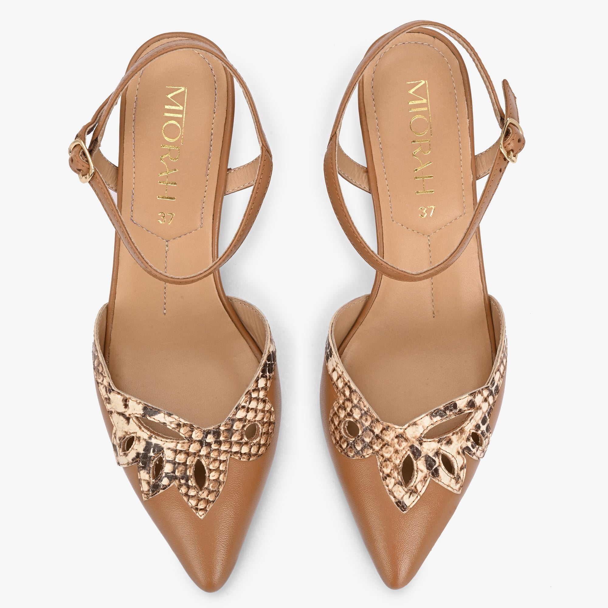 ELYSIA Premium Leather Ankle Strap Kitten Heels
