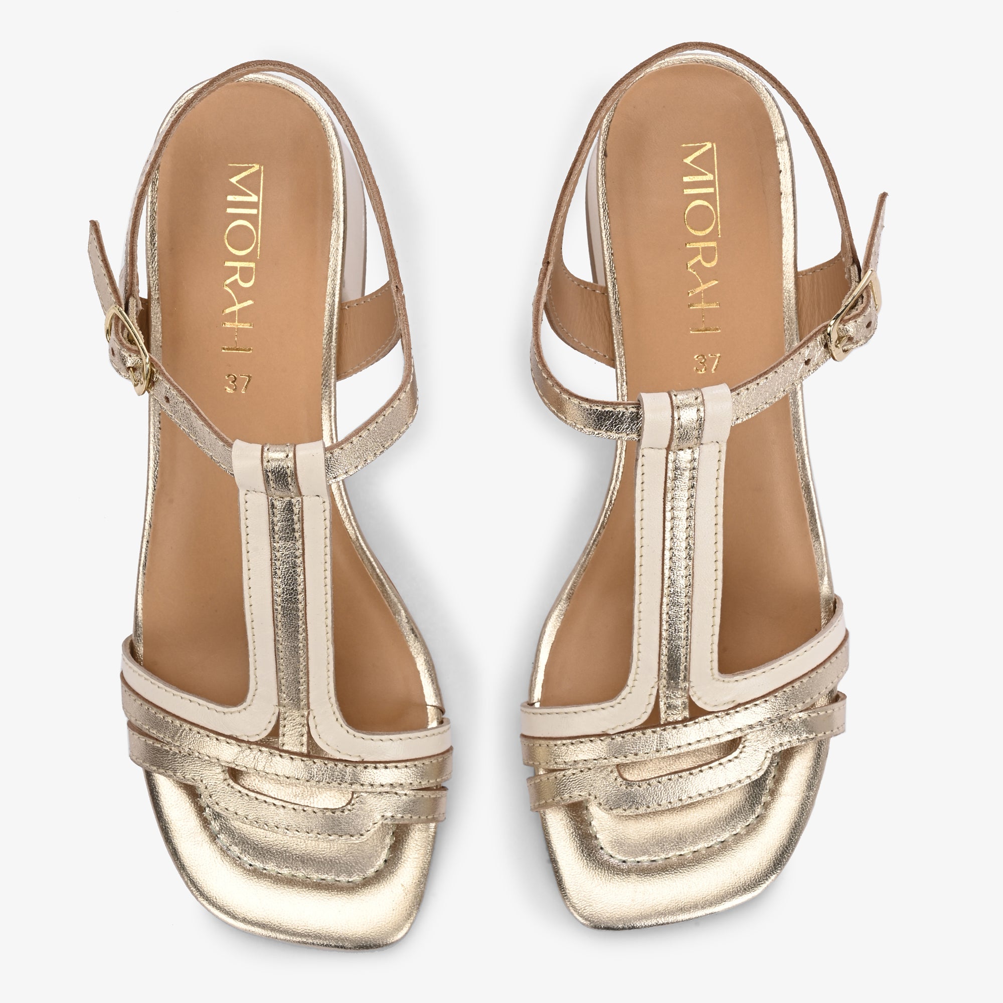 CRYSTA Premium Leather Block Heel Sandals