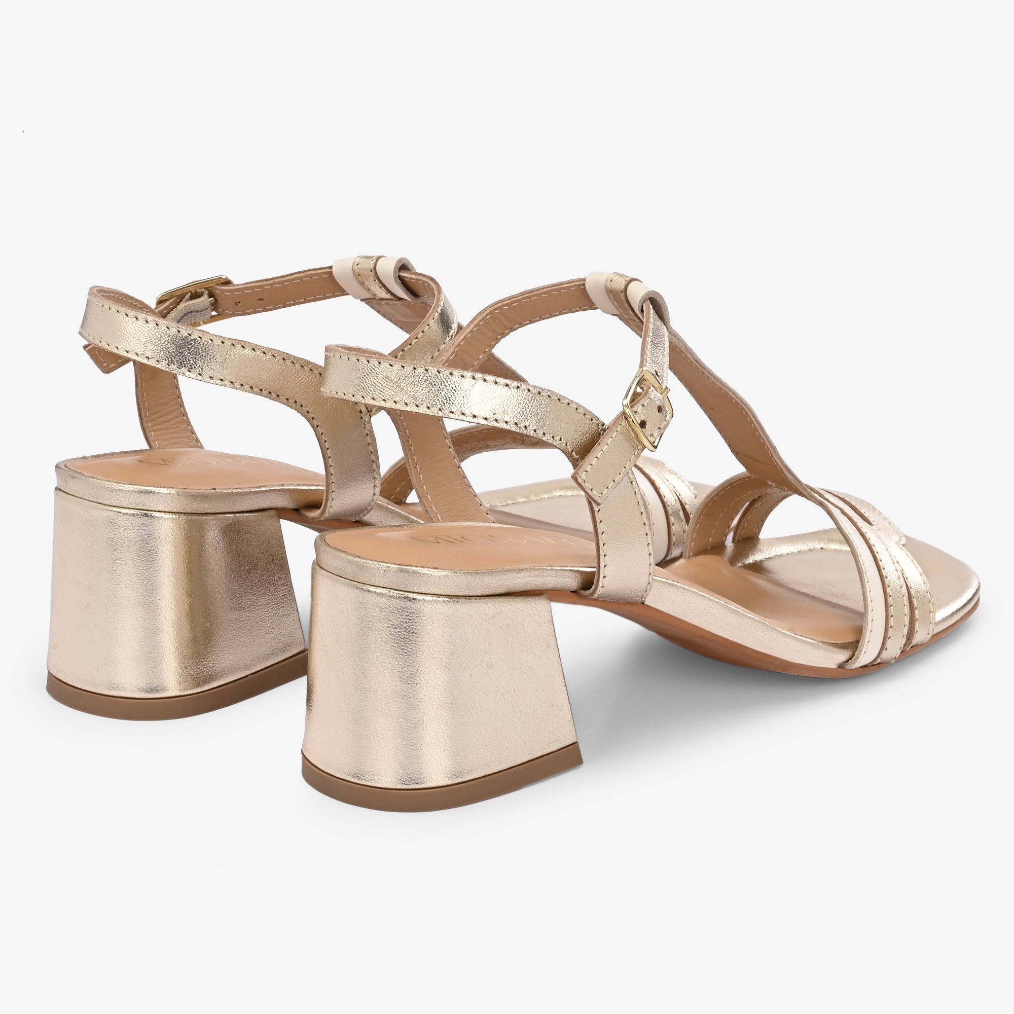 CRYSTA Premium Leather Block Heel Sandals