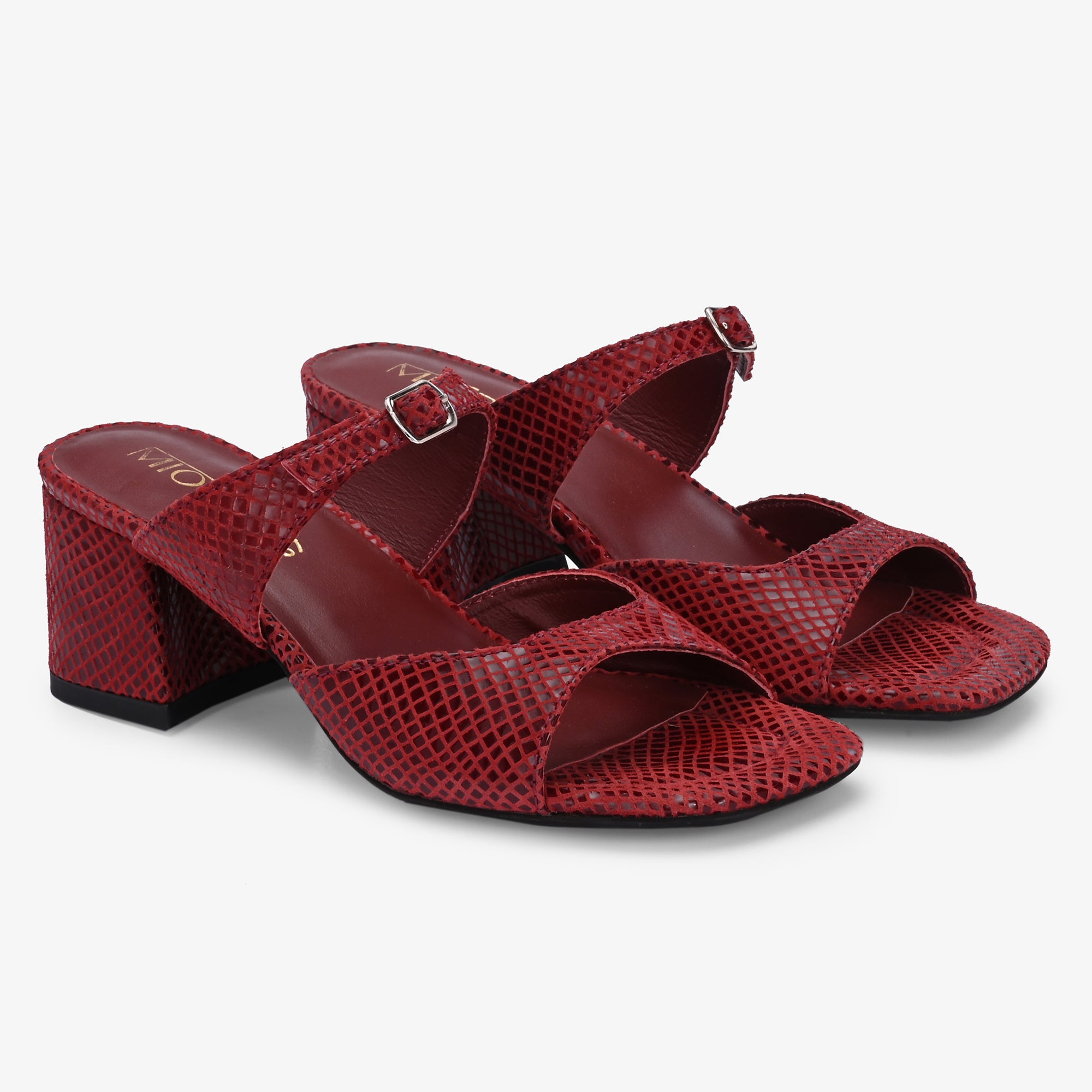 ROXY Premium Leather Slip on Block Heels