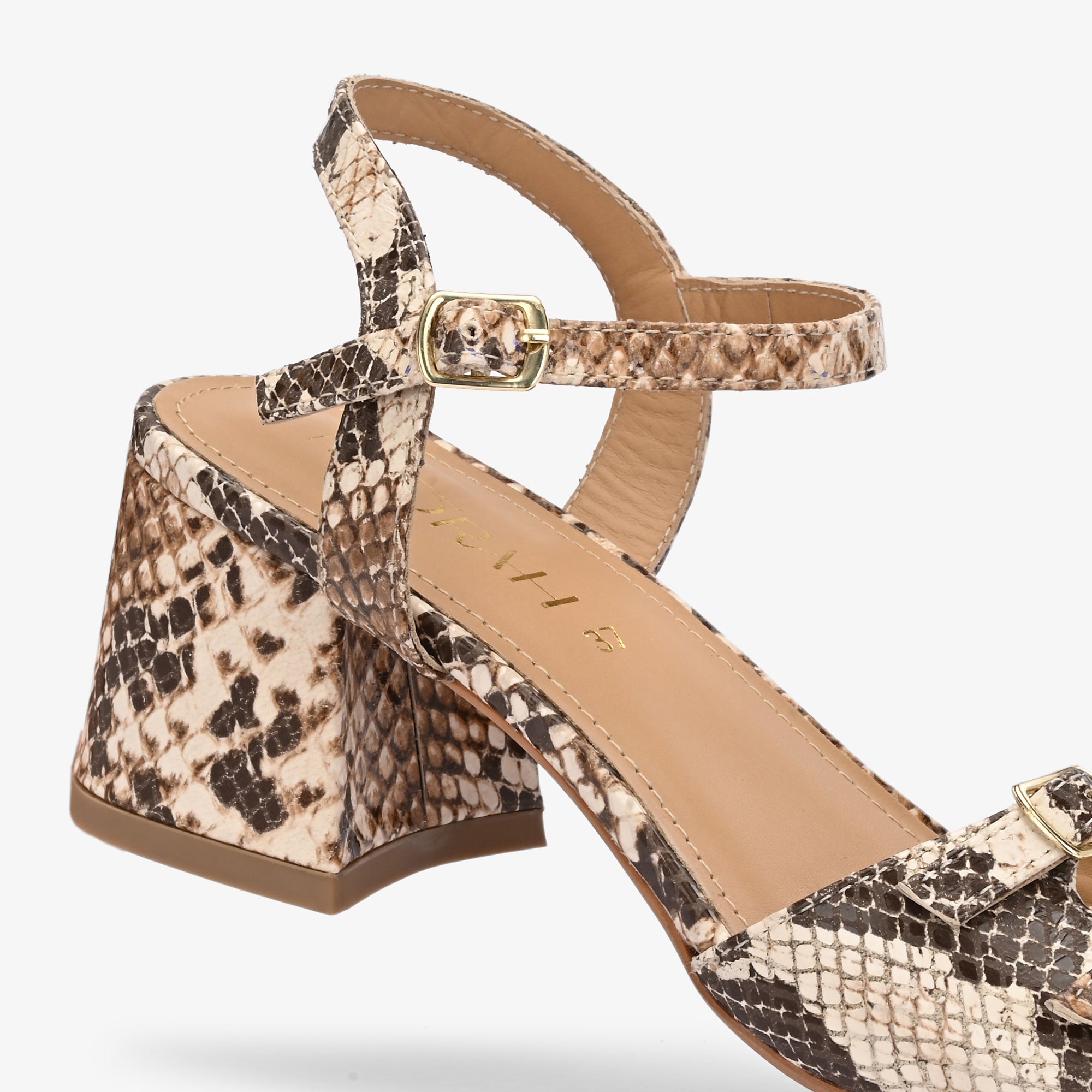 ROSELLE Premium Leather Block Heel Sandals