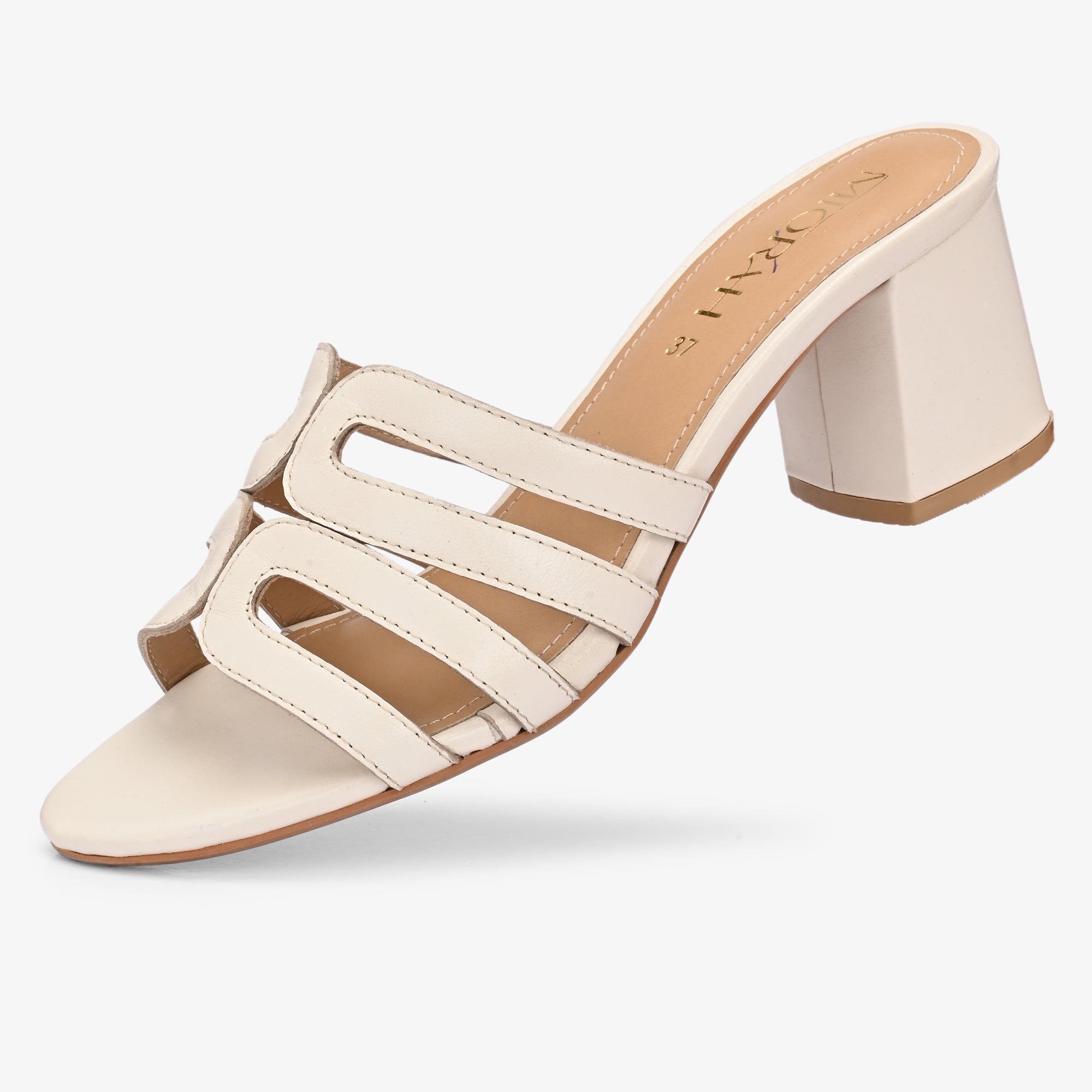 NYSSA Premium Leather Laser Cut Block Heels
