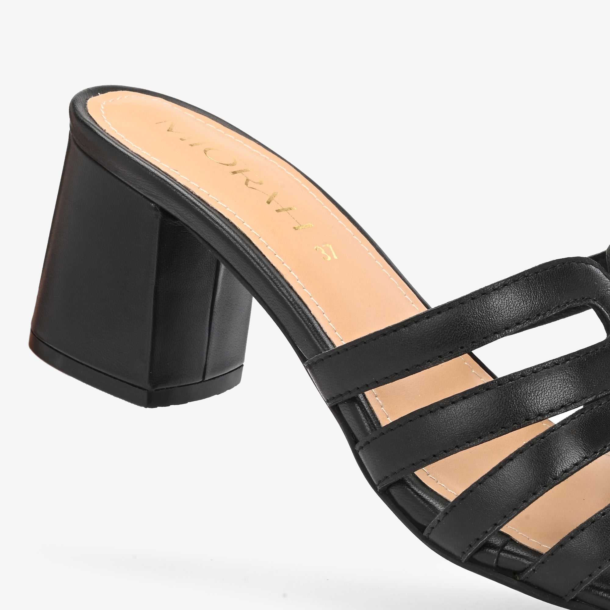 NYSSA Premium Leather Laser Cut Block Heels