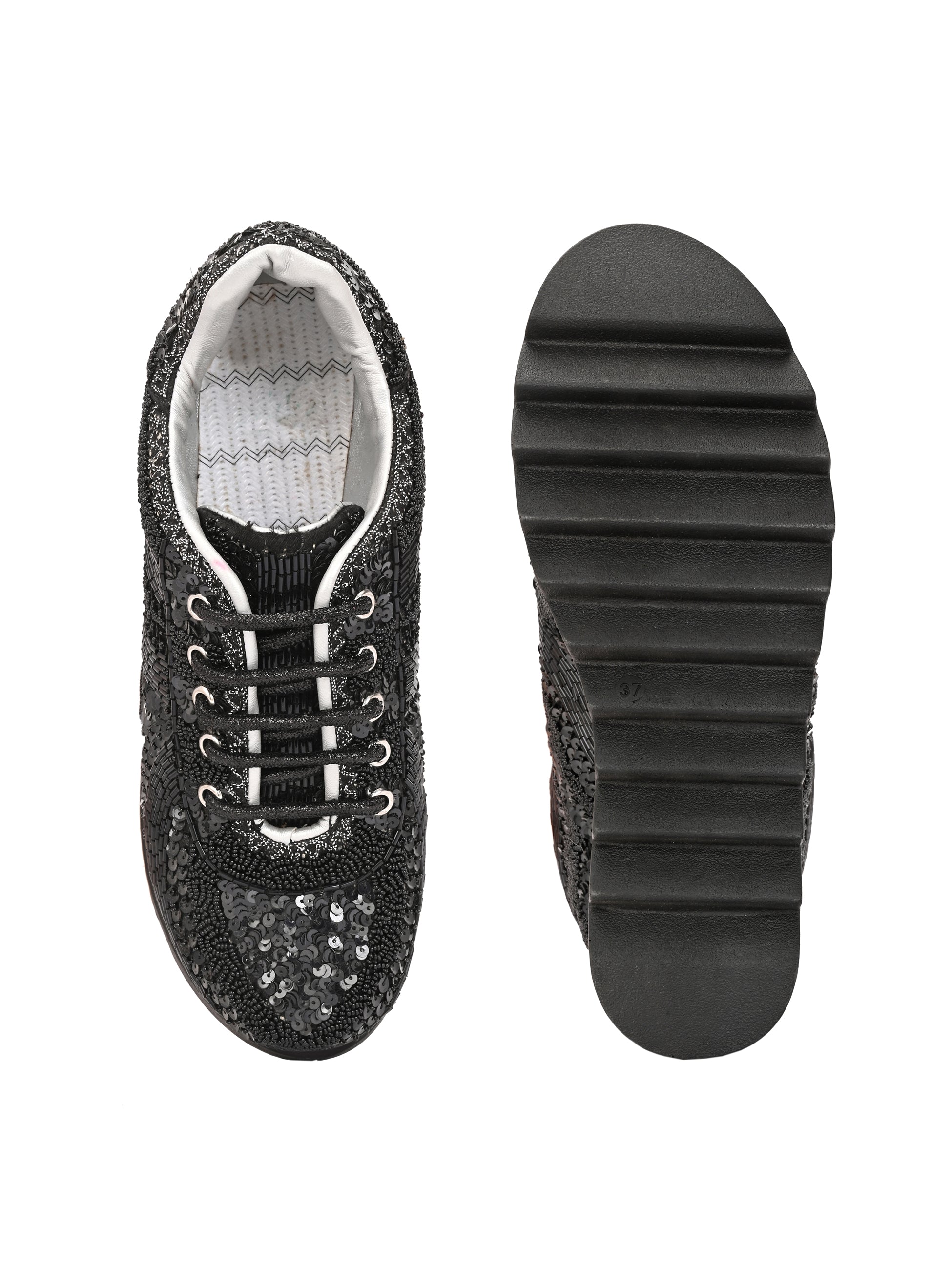 TAHVÉEN ROYALE Chunky Bridal Embellished Sneakers