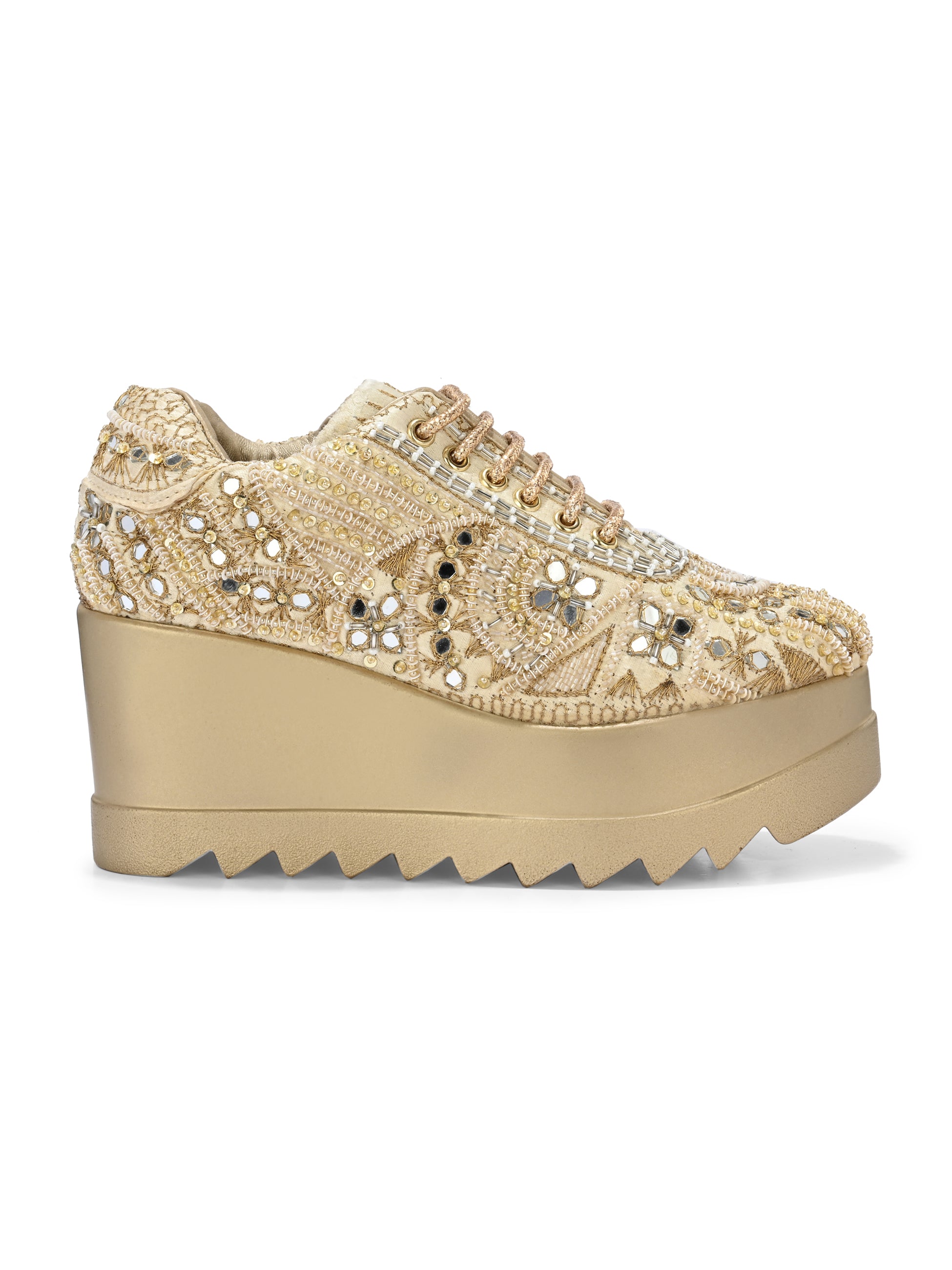 TAHVÉEN ROYALE Chunky Bridal Embellished Sneakers