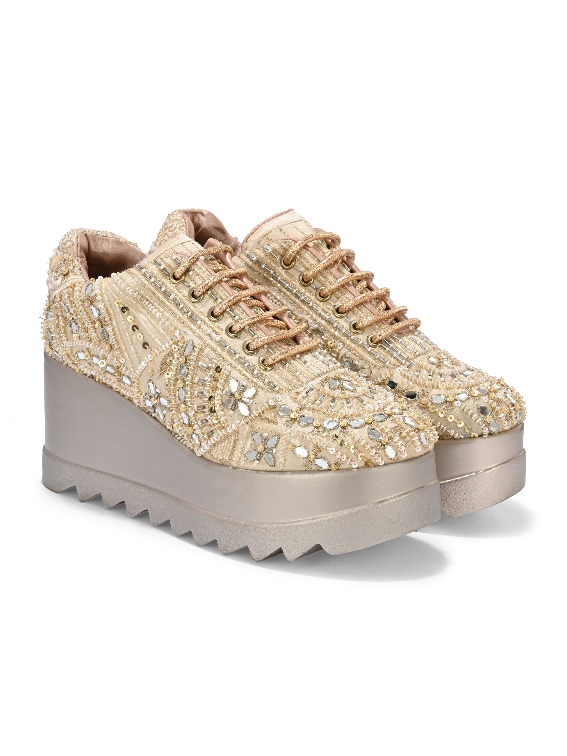 TAHVÉEN ROYALE Chunky Bridal Embellished Sneakers
