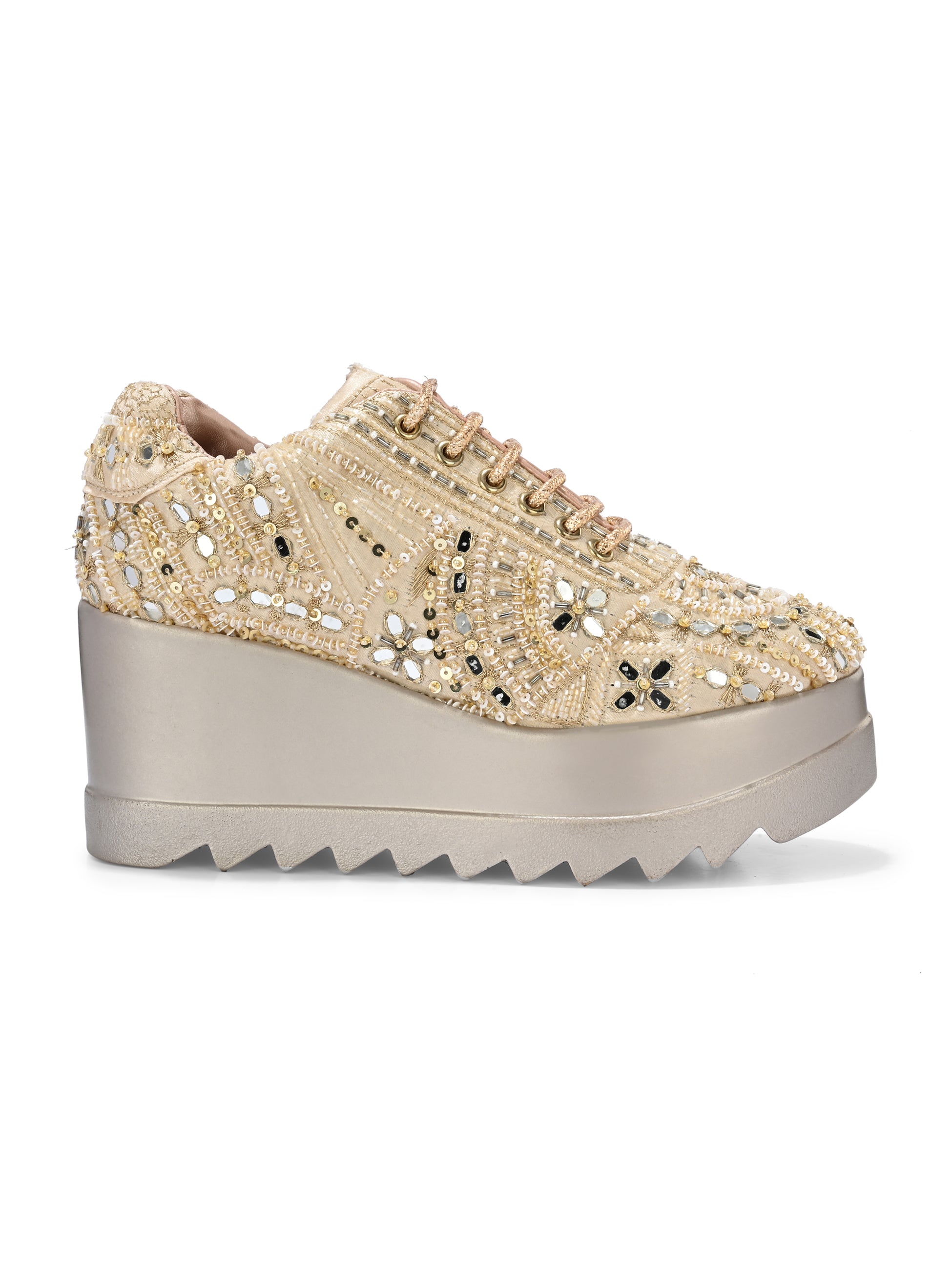 TAHVÉEN ROYALE Chunky Bridal Embellished Sneakers