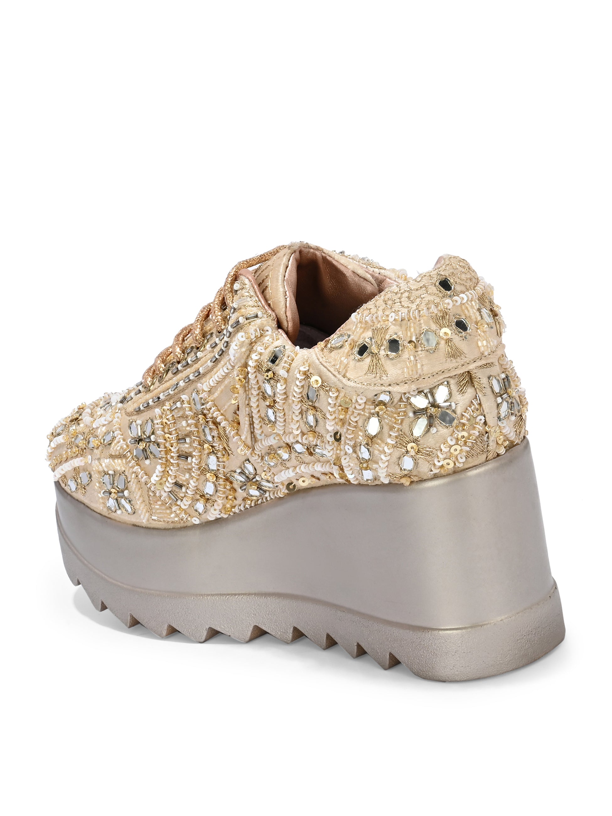 TAHVÉEN ROYALE Chunky Bridal Embellished Sneakers