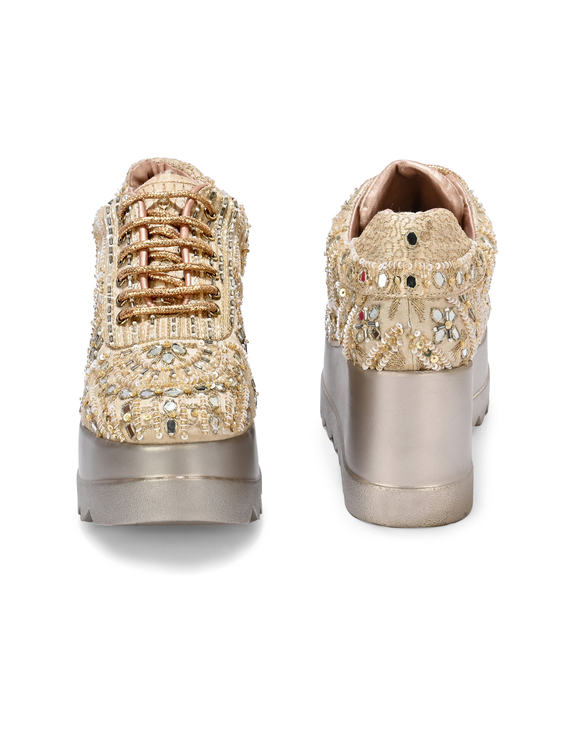 TAHVÉEN ROYALE Chunky Bridal Embellished Sneakers