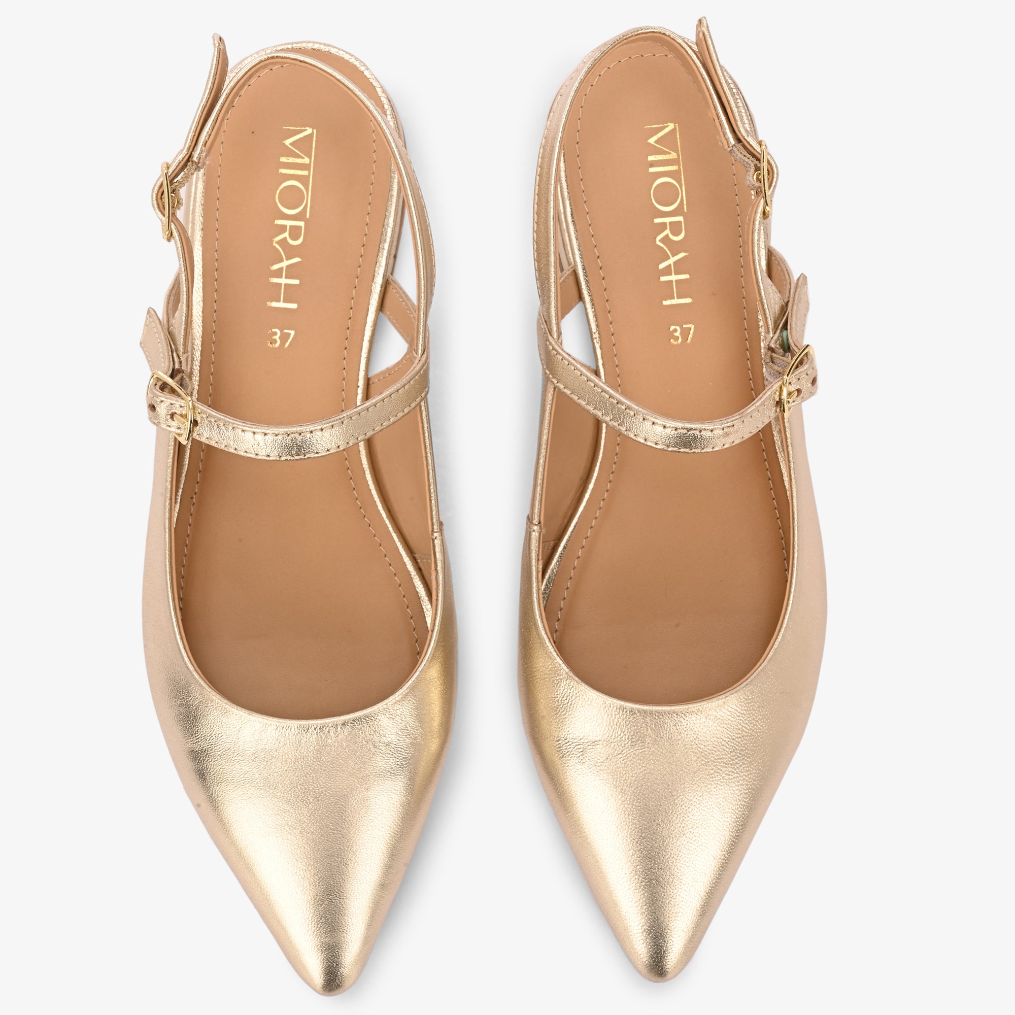 AVIRA Premium Leather Sling Back Flat Mid Heel Ballerinas