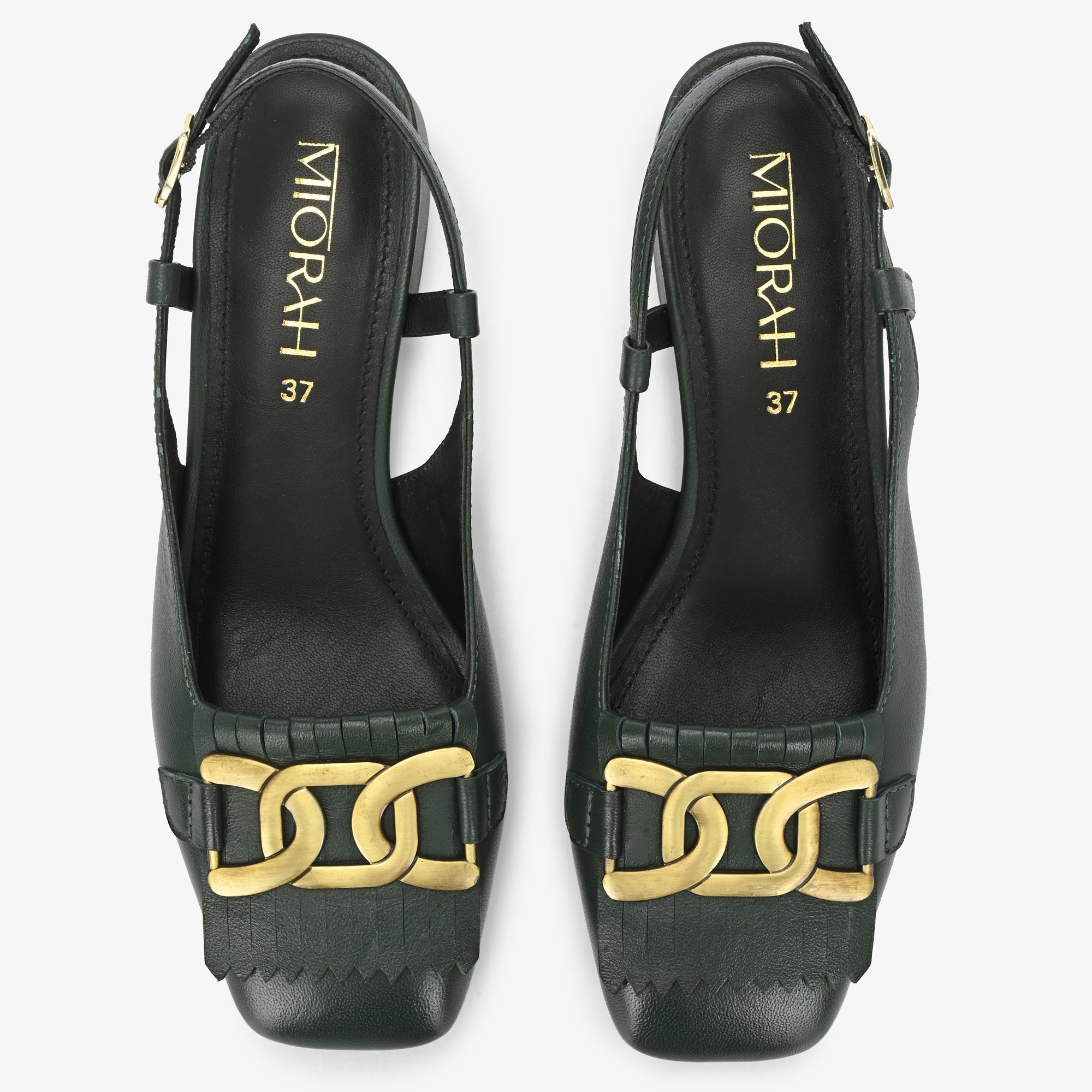 ASTRA Premium Leather Slingback Block Heel Ballerinas
