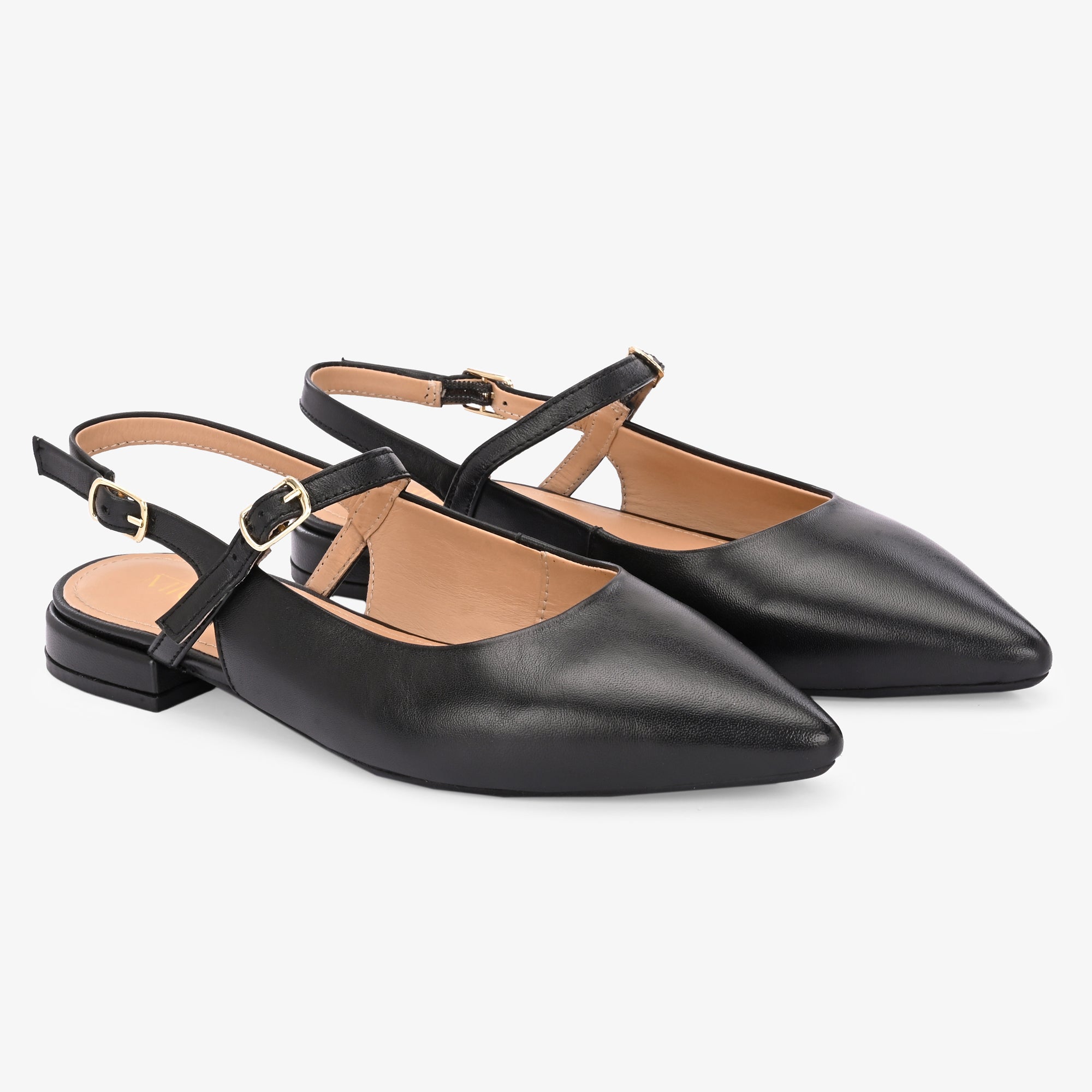 AVIRA Premium Leather Sling Back Flat Mid Heel Ballerinas