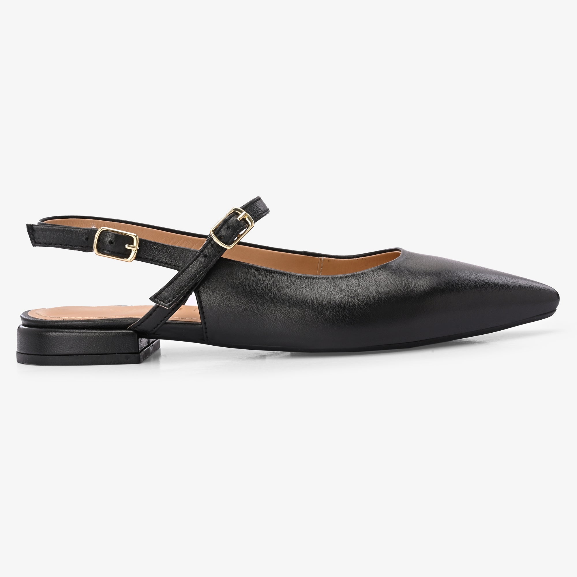 AVIRA Premium Leather Sling Back Flat Mid Heel Ballerinas