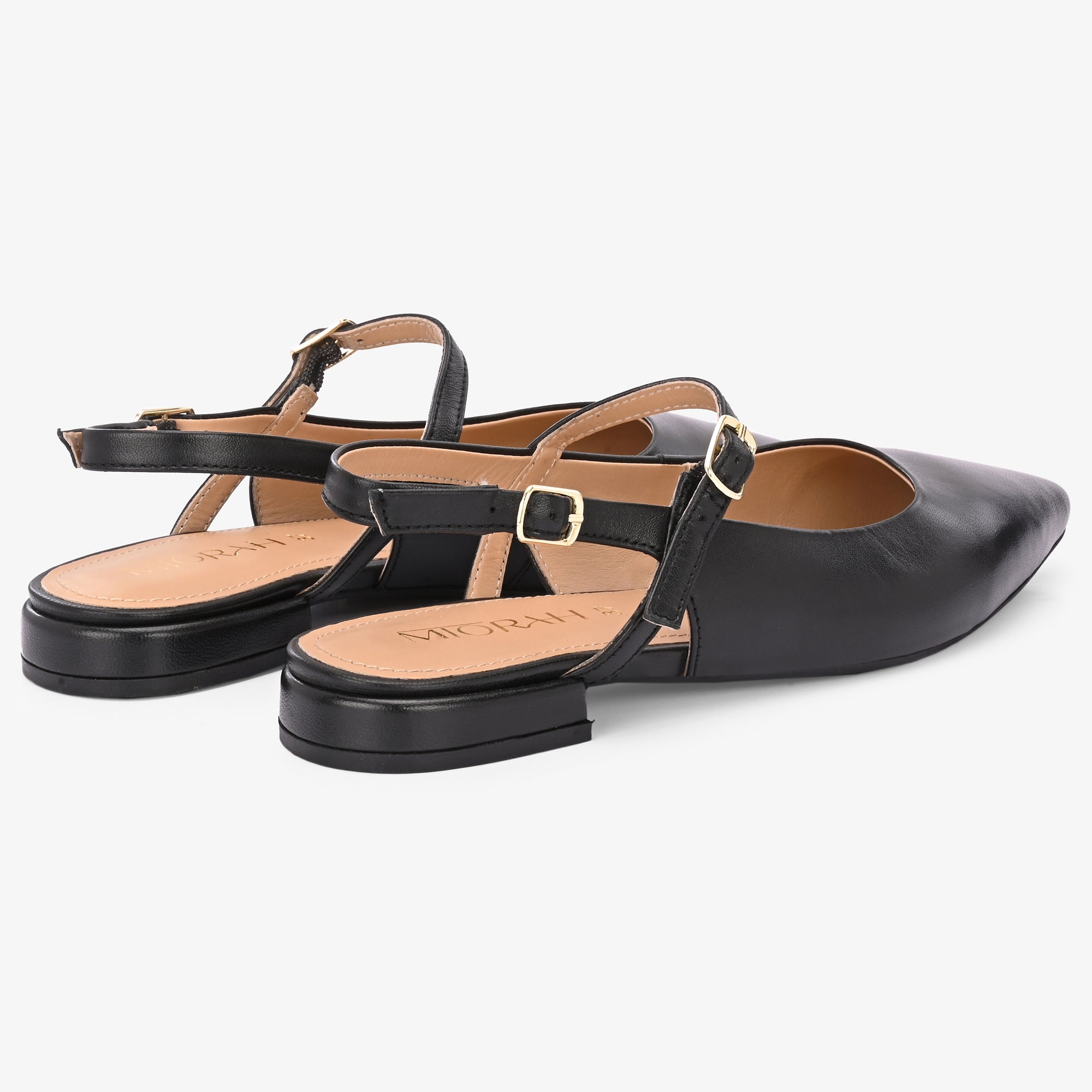 AVIRA Premium Leather Sling Back Flat Mid Heel Ballerinas