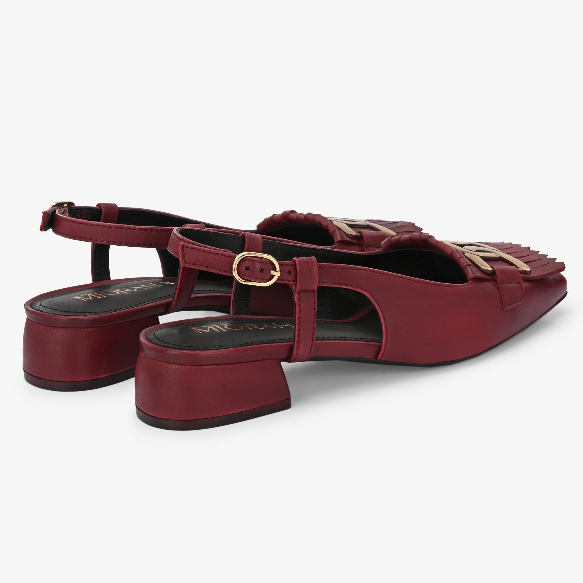 ASTRA Premium Leather Slingback Block Heel Ballerinas
