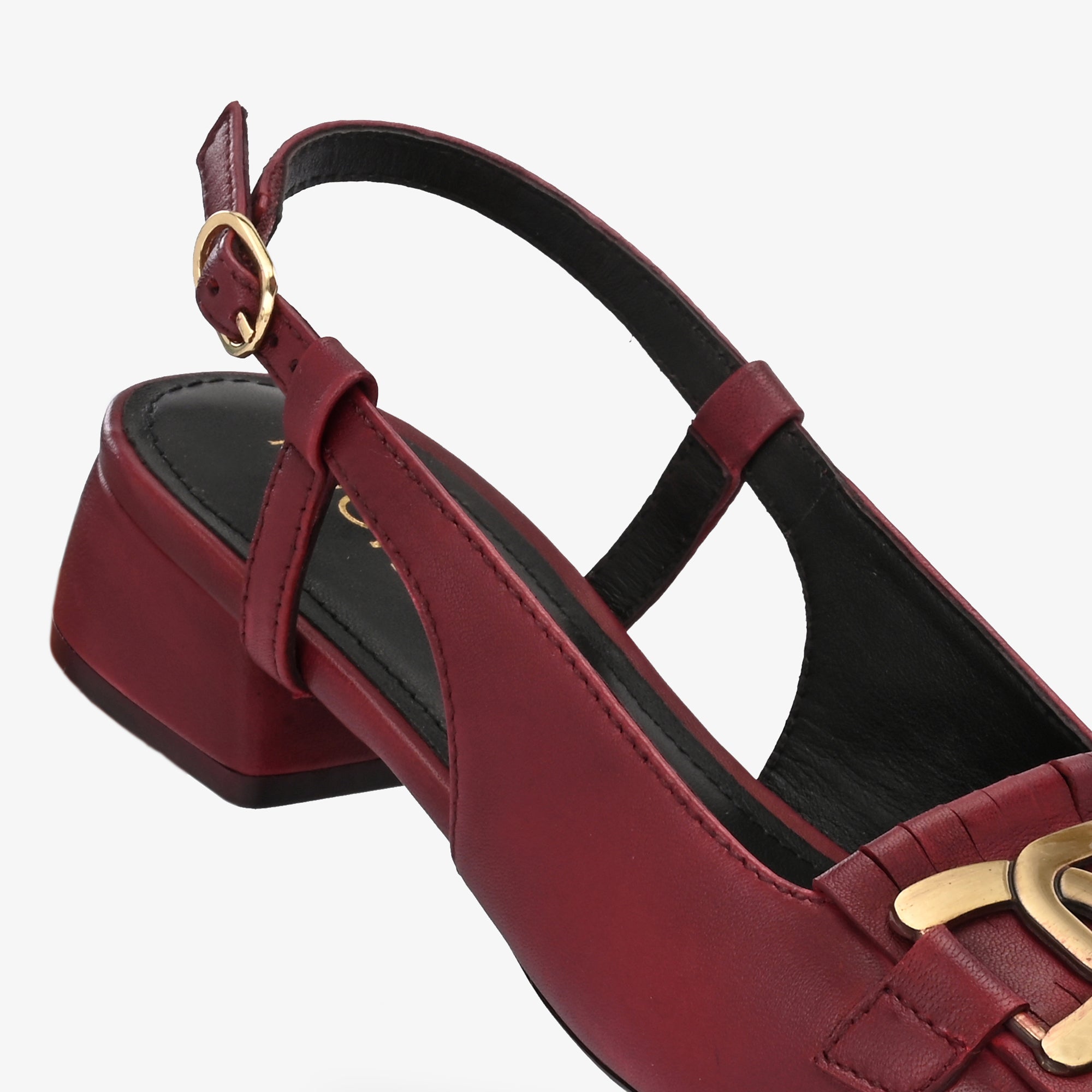 ASTRA Premium Leather Slingback Block Heel Ballerinas