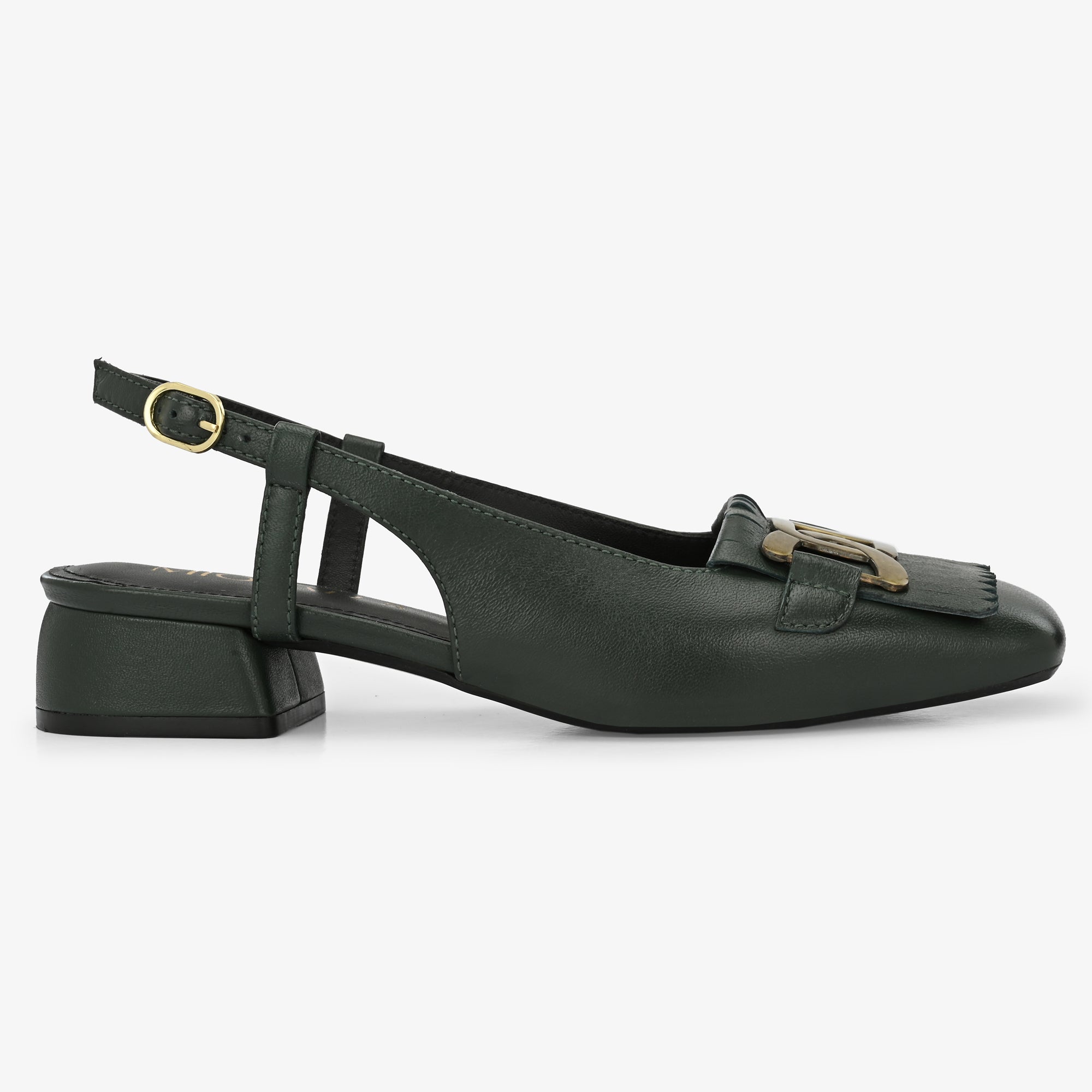 ASTRA Premium Leather Slingback Block Heel Ballerinas