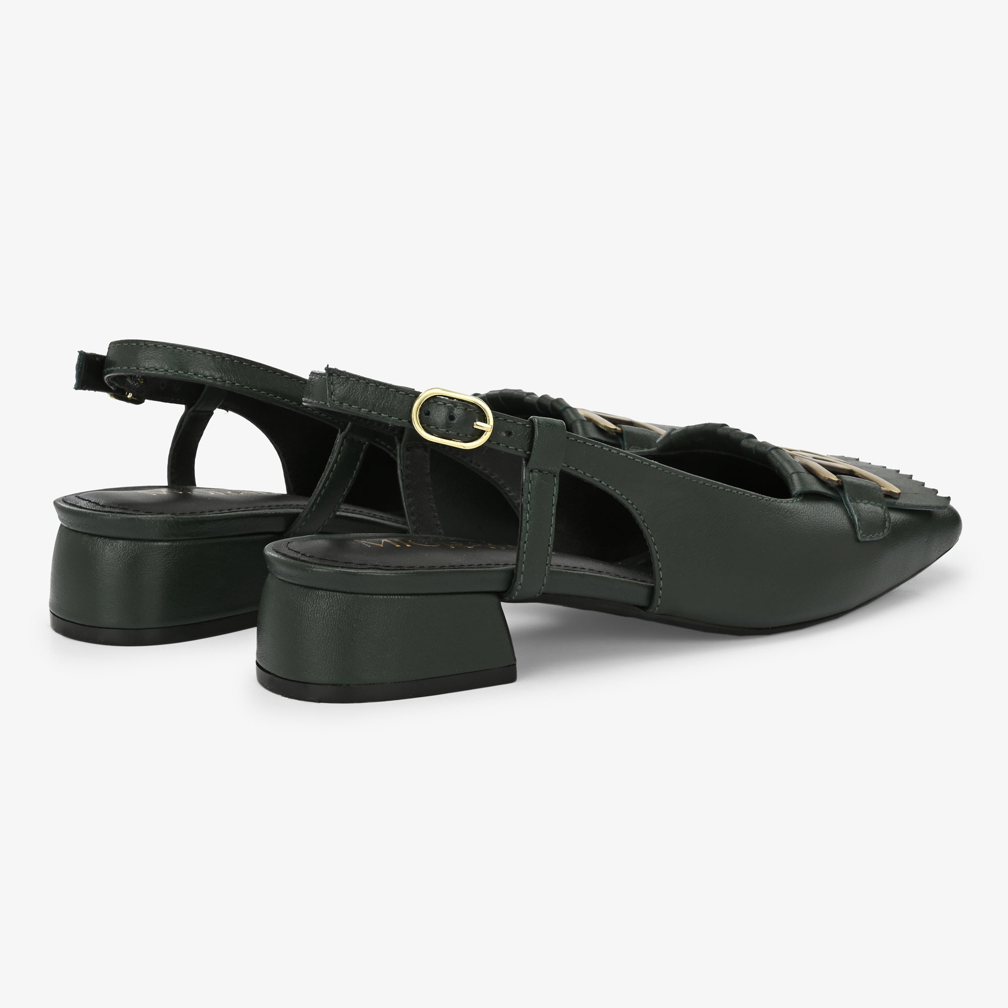 ASTRA Premium Leather Slingback Block Heel Ballerinas