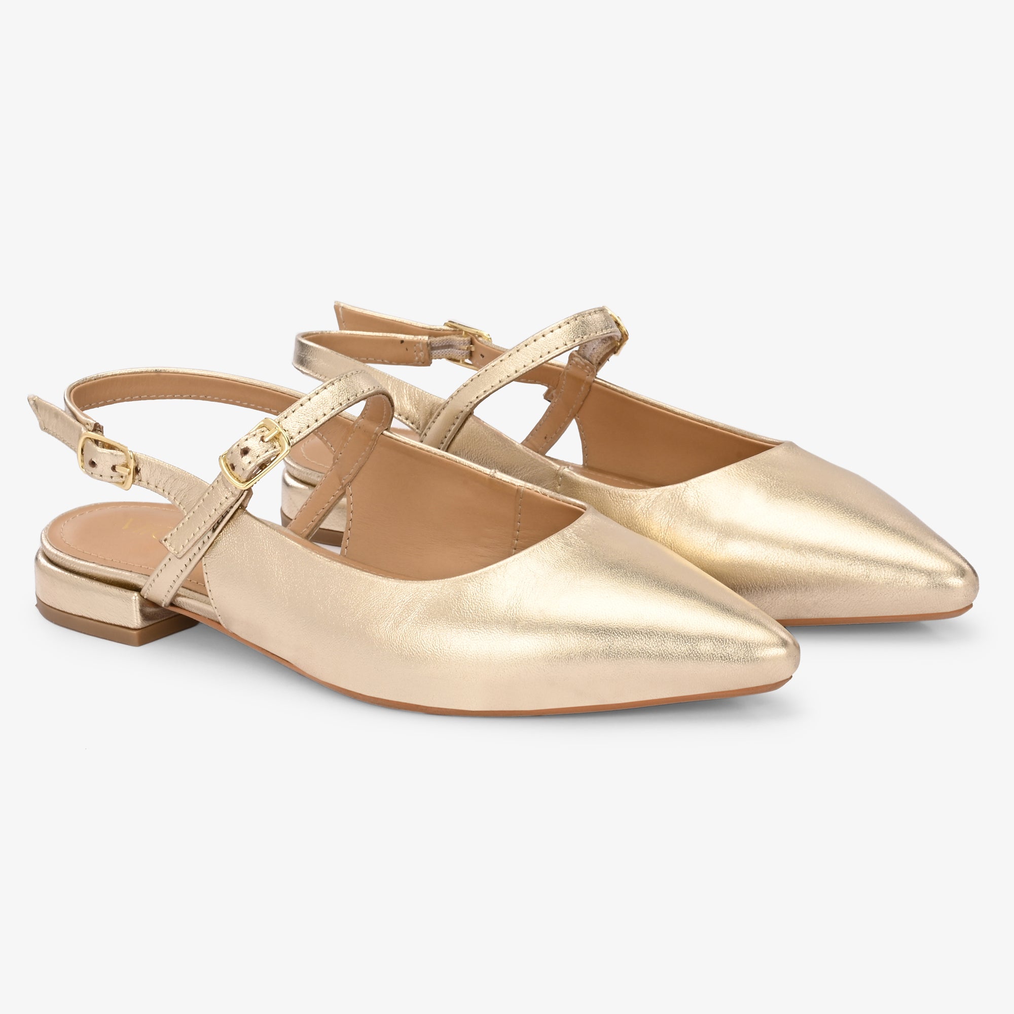 AVIRA Premium Leather Sling Back Flat Mid Heel Ballerinas