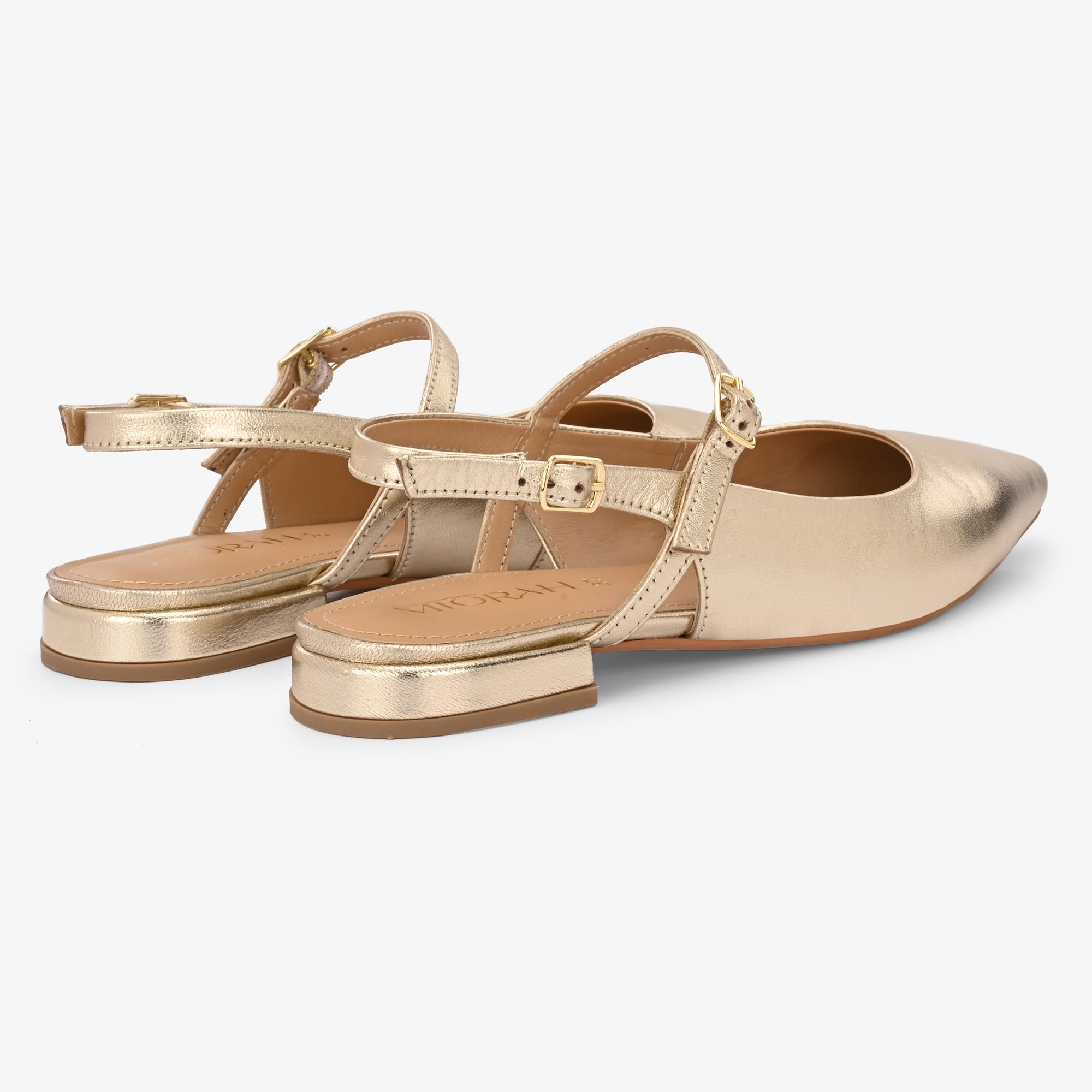 AVIRA Premium Leather Sling Back Flat Mid Heel Ballerinas