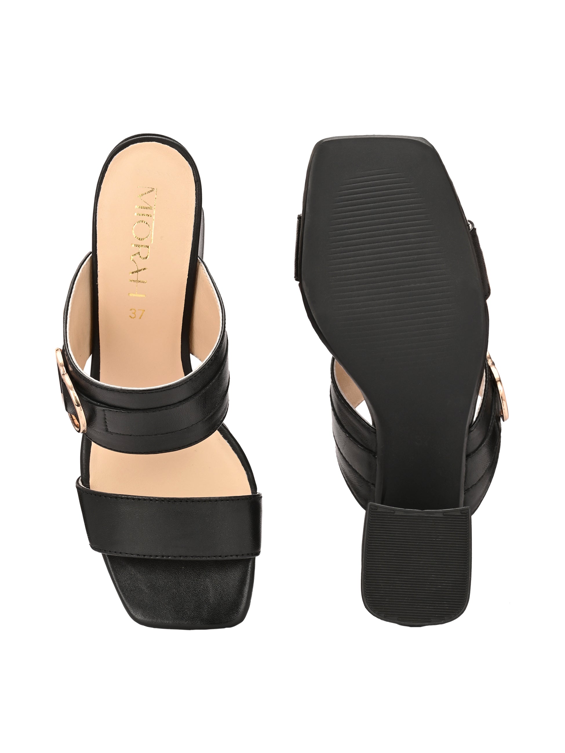 VELORA Premium Leather Double Strap Block Heels