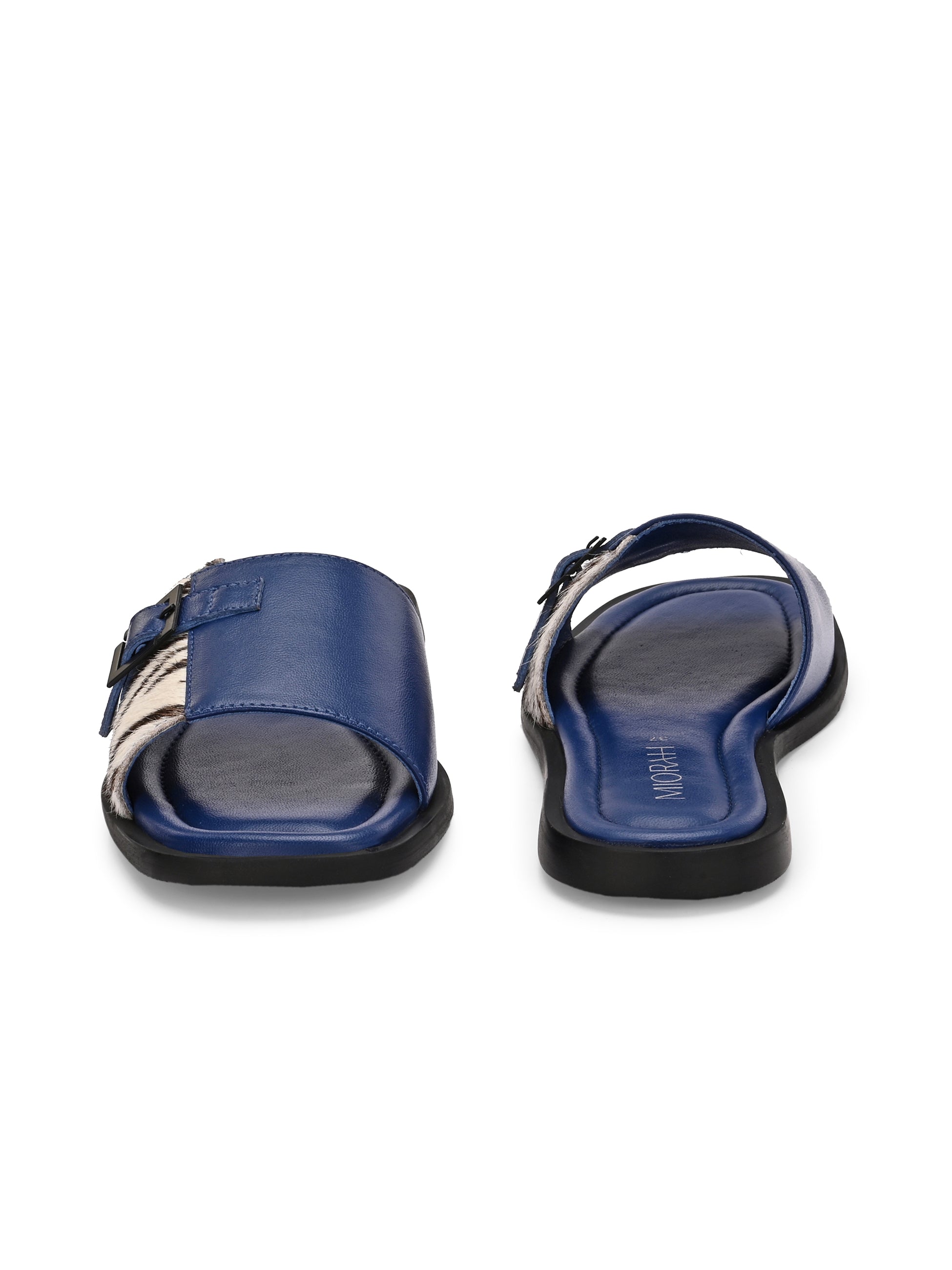 MIA Premium Leather Cushioned Flat Summer Buckled Sliders