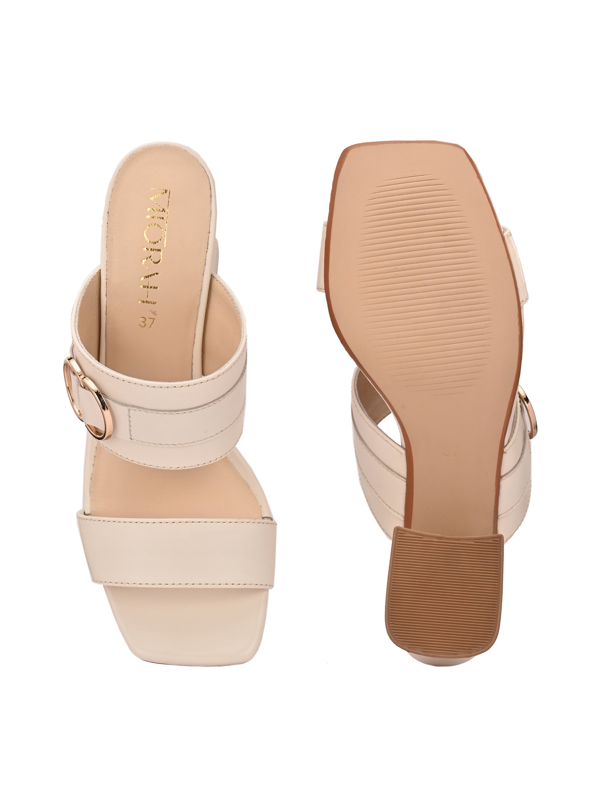 VELORA Premium Leather Double Strap Block Heels