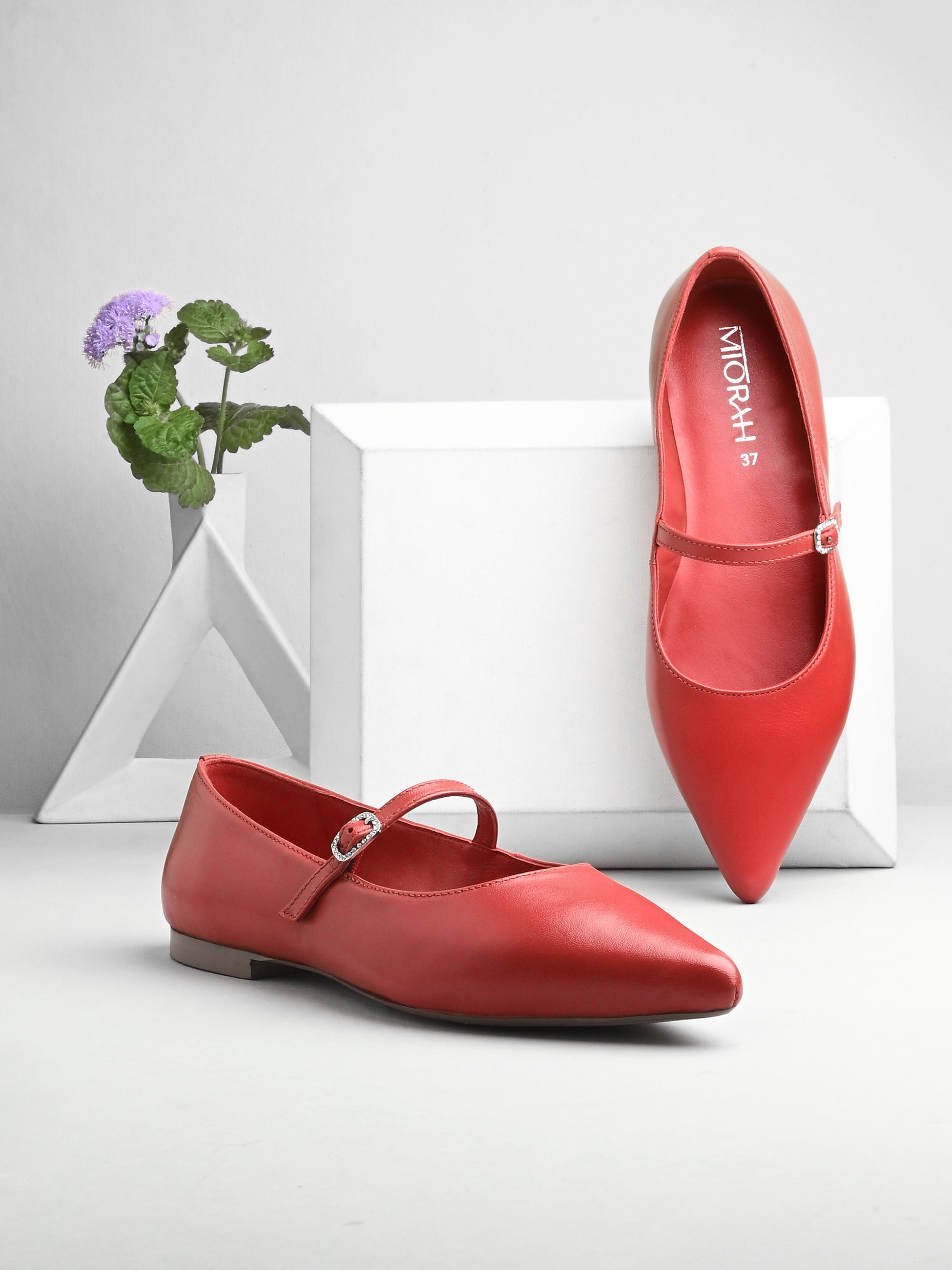 POPPY Premium Leather Pointed Flat Ballerinas